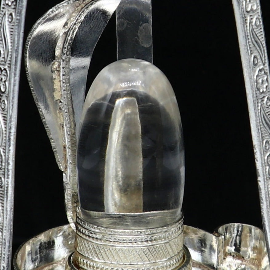 925 Sterling silver Lord Shiva Lingam stand/ Jalheri, use for put/hold Shiva Lingam and shiva abhishekam kalash, handmade puja article su733 - TRIBAL ORNAMENTS