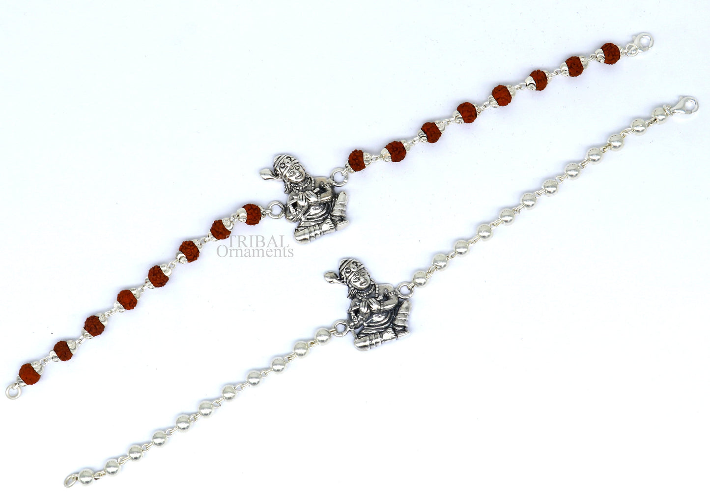 925 Sterling silver divine lord Krishna Rakhi or bracelet best gift for your brother's for special personalized gifing rk193 - TRIBAL ORNAMENTS