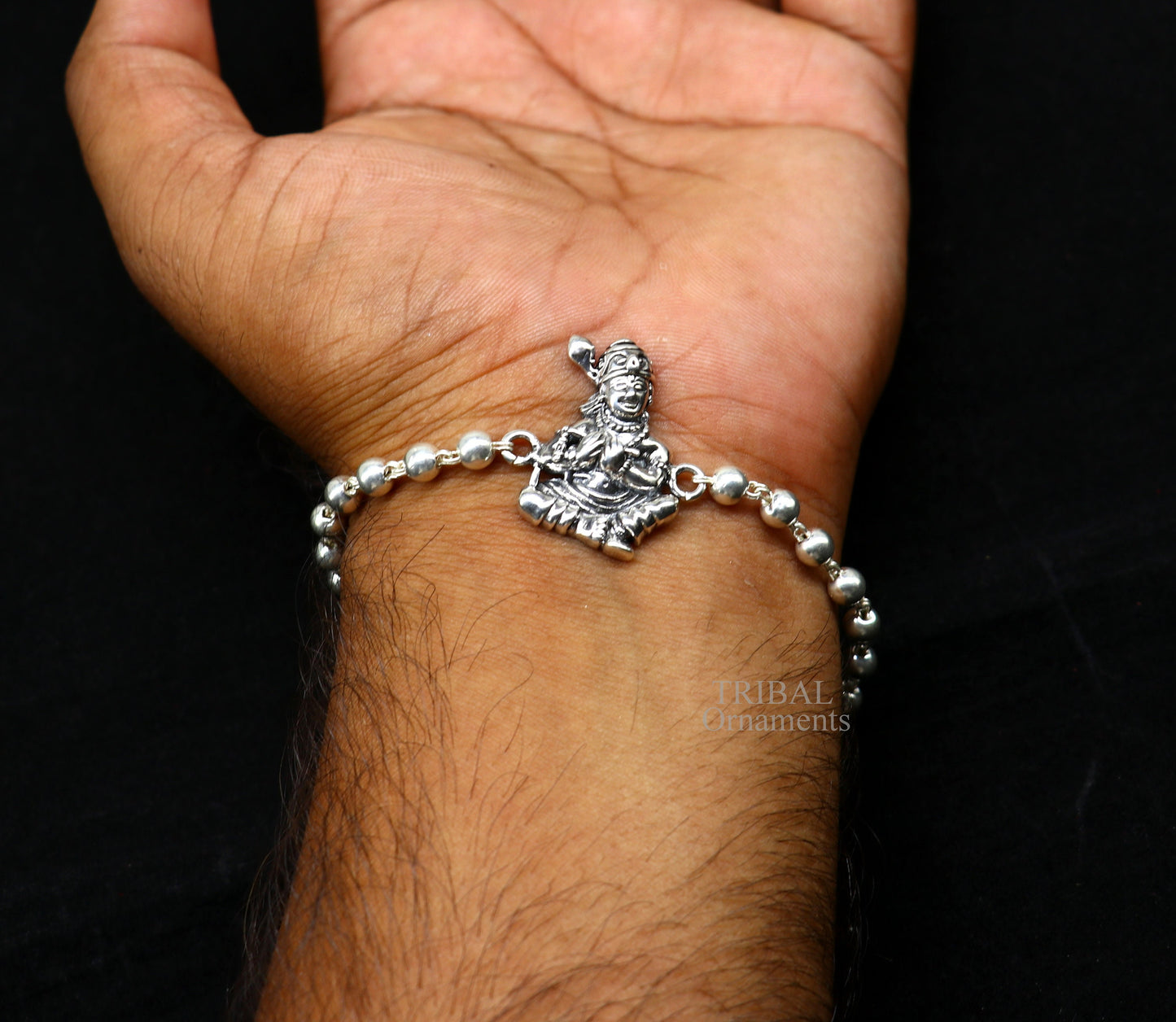 925 Sterling silver divine lord Krishna Rakhi or bracelet best gift for your brother's for special personalized gifing rk193 - TRIBAL ORNAMENTS