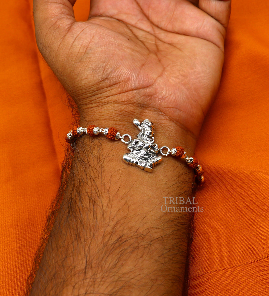 925 Sterling silver divine lord Krishna Rakhi or bracelet best gift for your brother's for special personalized gifing rk193 - TRIBAL ORNAMENTS