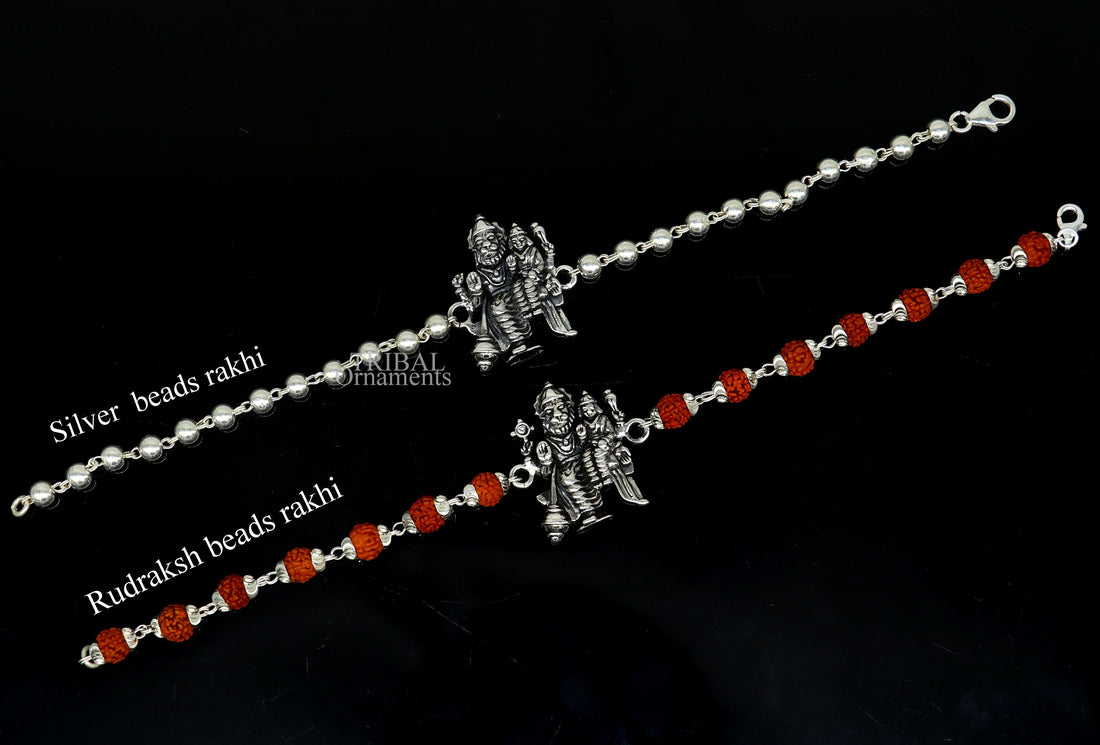 925 Sterling silver divine lord Laxmi Narayana avtar Narsimgha Rakhi or bracelet best gift for your brother's for special gifing rk194 - TRIBAL ORNAMENTS