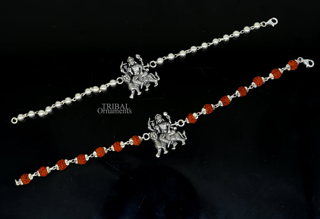 925 Sterling silver divine Durga,bhawani,amba mataji Rakhi or bracelet best gift for your brother's for special gifing rk195 - TRIBAL ORNAMENTS