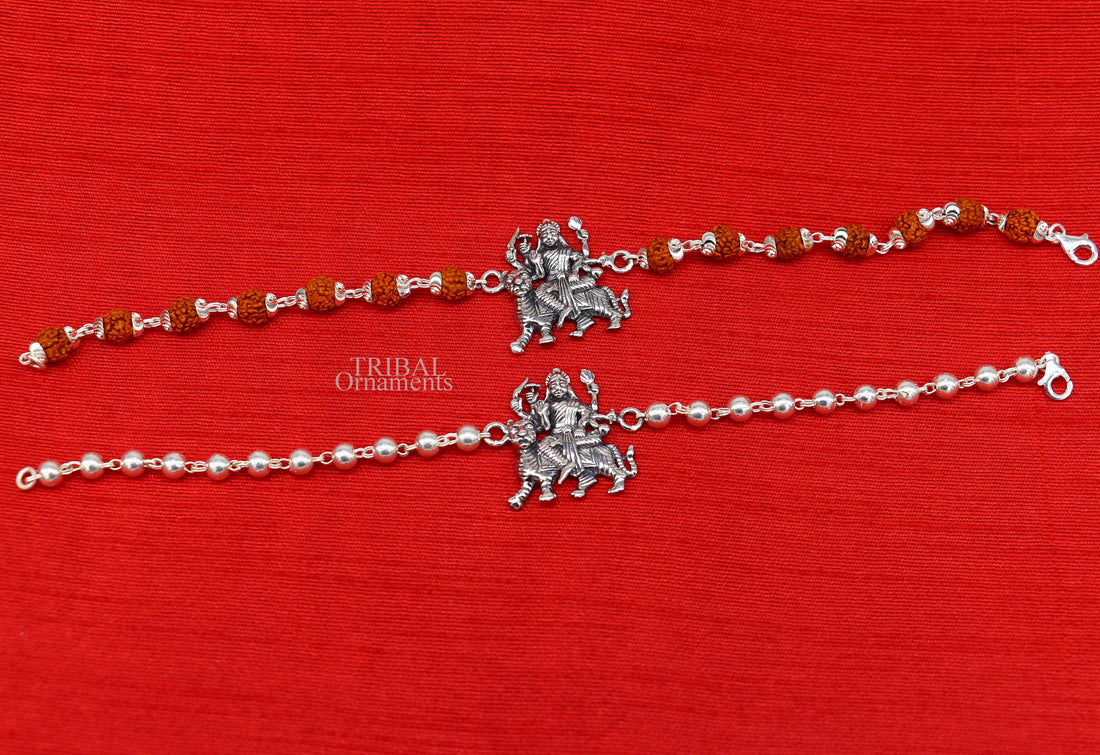 925 Sterling silver divine Durga,bhawani,amba mataji Rakhi or bracelet best gift for your brother's for special gifing rk195 - TRIBAL ORNAMENTS