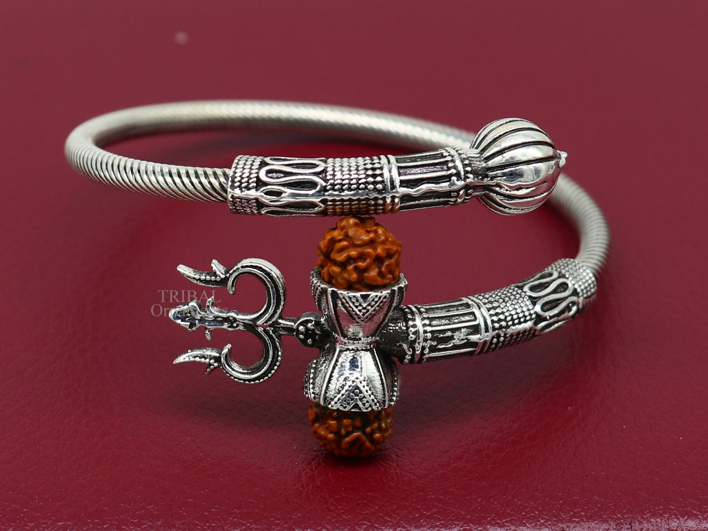 925 sterling silver handmade Shiva Trishul bangle bracelet Rudraksha kada, excellent Bahubali trident kada bracelet gift  for girl's nsk748 - TRIBAL ORNAMENTS