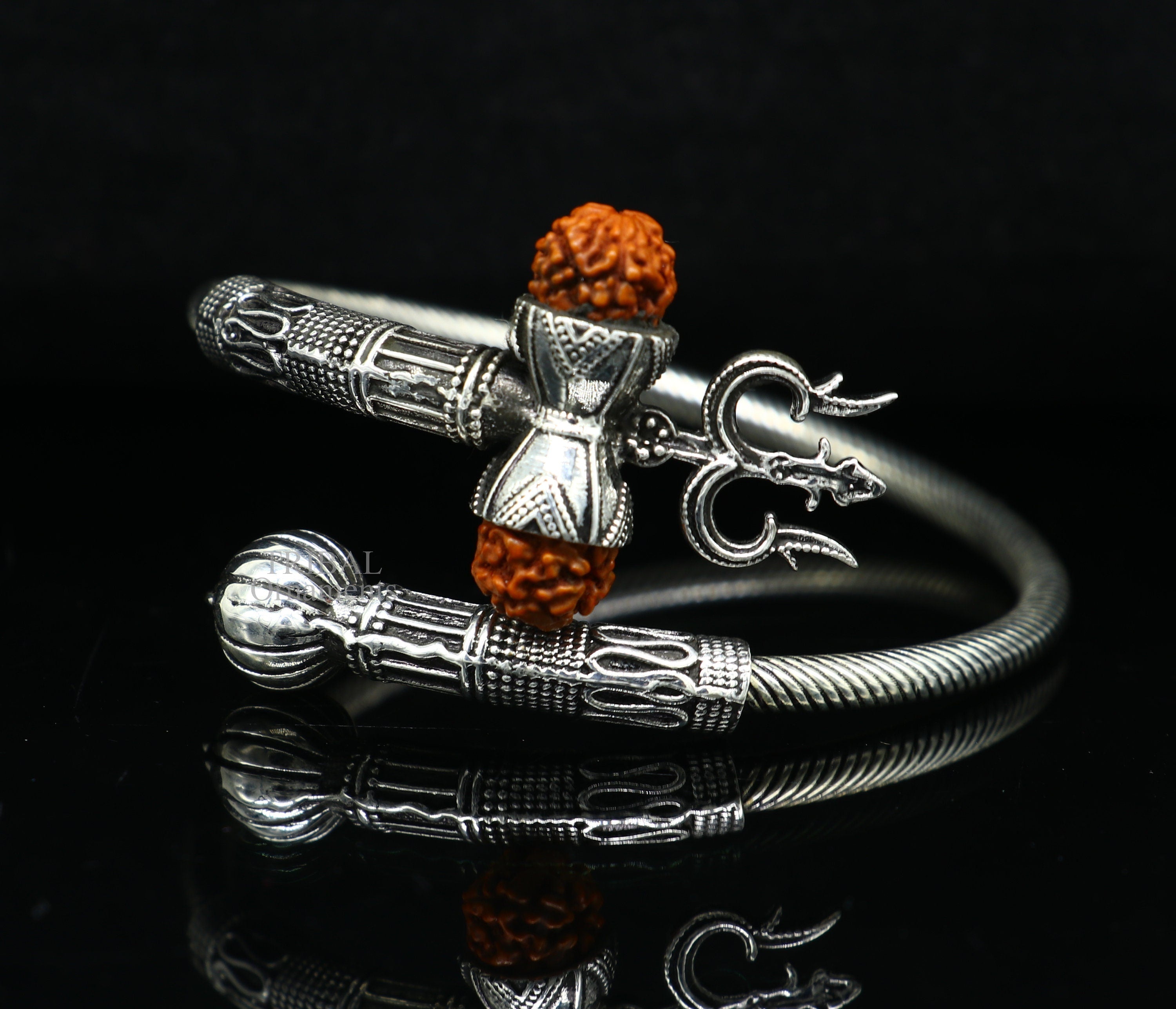 Awesome 925 sterling silver handmade customized lord shiva trident trishul bangle  bracelet kada with rudraksha unisex gifting jewelry nsk353 | TRIBAL  ORNAMENTS