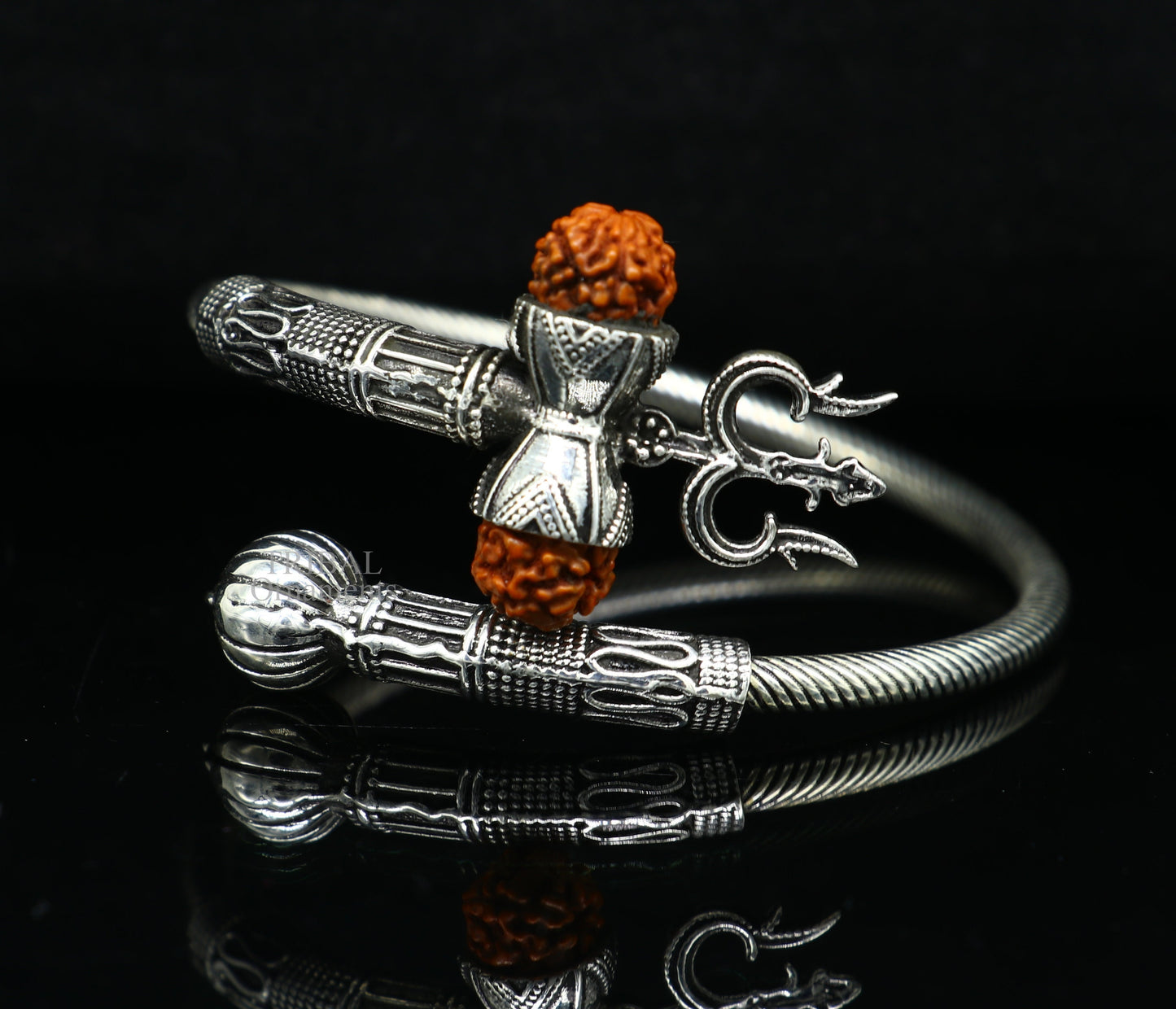 925 sterling silver handmade Shiva Trishul bangle bracelet Rudraksha kada, excellent Bahubali trident kada bracelet gift  for girl's nsk748 - TRIBAL ORNAMENTS