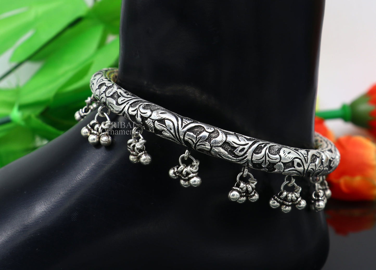 925 sterling silver handmade chitai work fabulous handcrafted customized work vintage foot bracelet kada, bridesmaid anklets gifting nsfk49 - TRIBAL ORNAMENTS