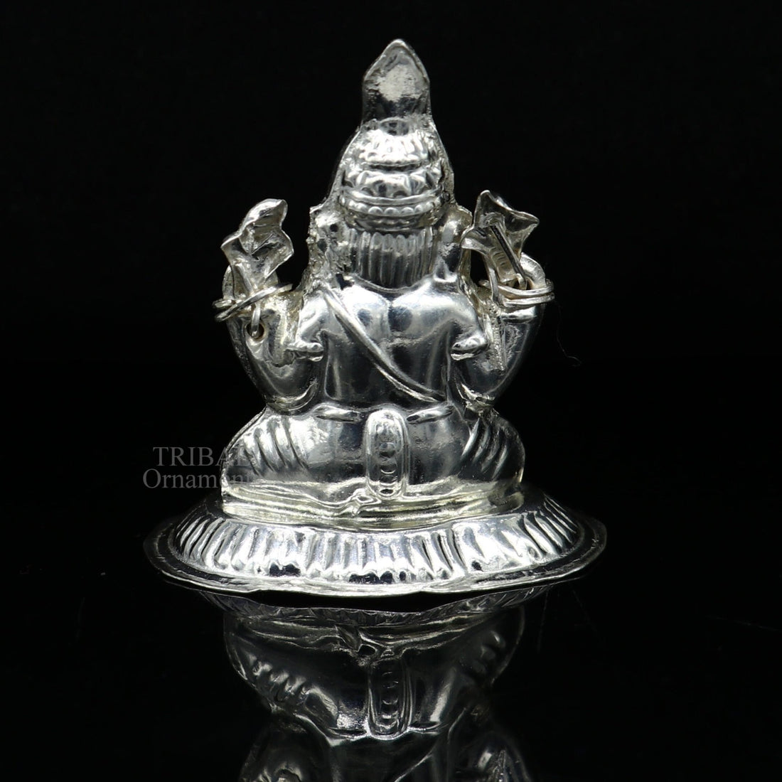 Lord Ganesha divine statue, fabulous Sterling silver ganesha statue figurine for home temple diwali puja article utensils art493 - TRIBAL ORNAMENTS