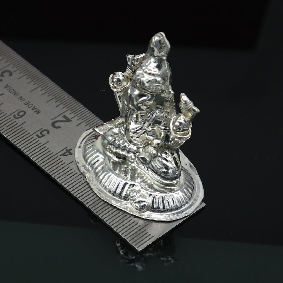 Lord Ganesha divine statue, fabulous Sterling silver ganesha statue figurine for home temple diwali puja article utensils art493 - TRIBAL ORNAMENTS