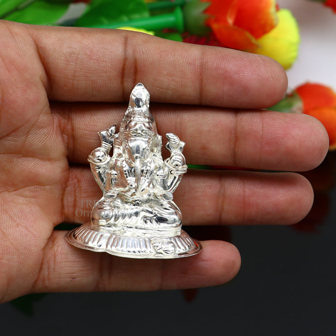 Lord Ganesha divine statue, fabulous Sterling silver ganesha statue figurine for home temple diwali puja article utensils art493 - TRIBAL ORNAMENTS