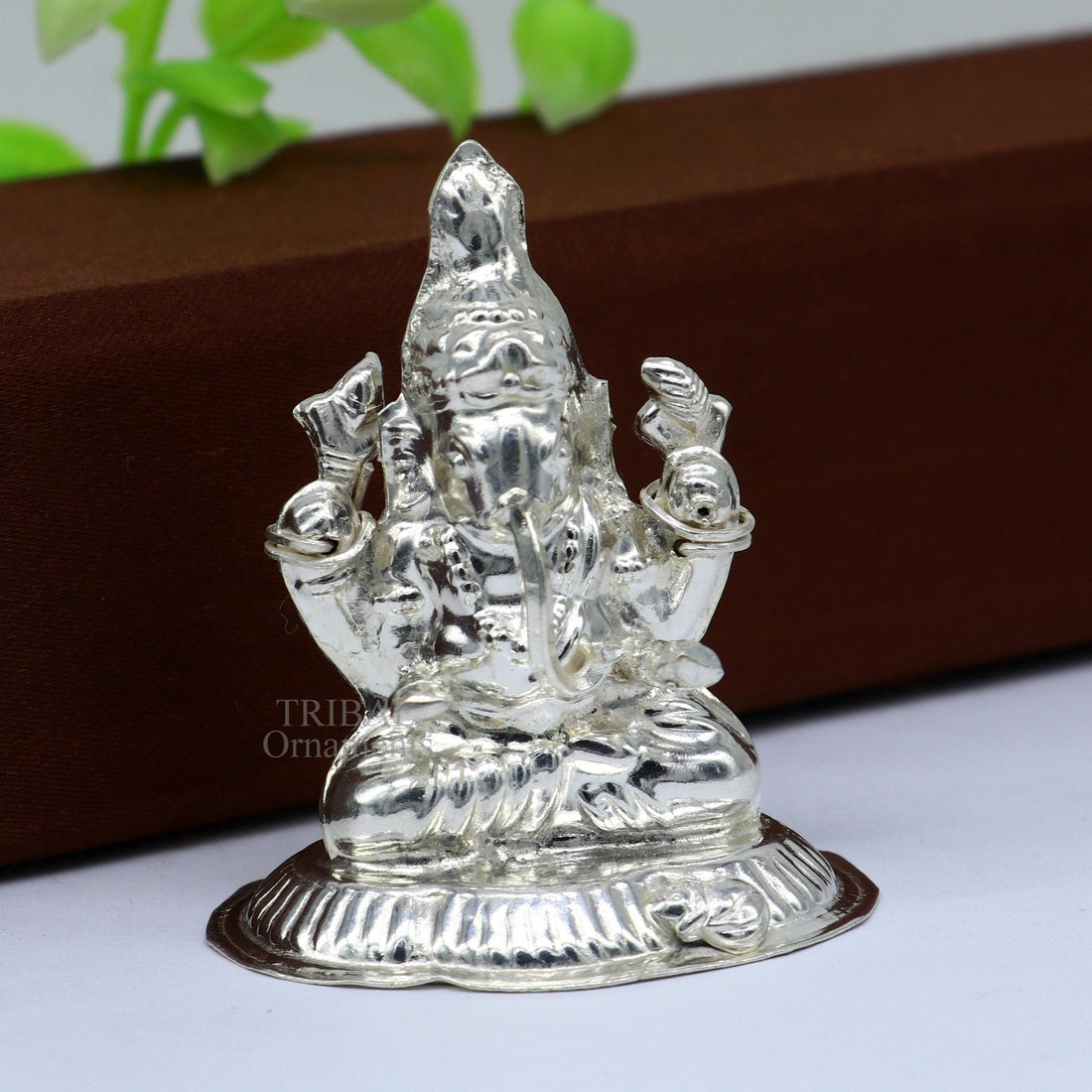 Lord Ganesha divine statue, fabulous Sterling silver ganesha statue figurine for home temple diwali puja article utensils art493 - TRIBAL ORNAMENTS