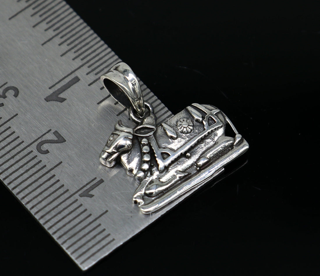 925 sterling silver amazing designer Hindu idol Lord Shiva nandi maharaj pendant, excellent gifting unisex locket pendant jewelry nsp460 - TRIBAL ORNAMENTS