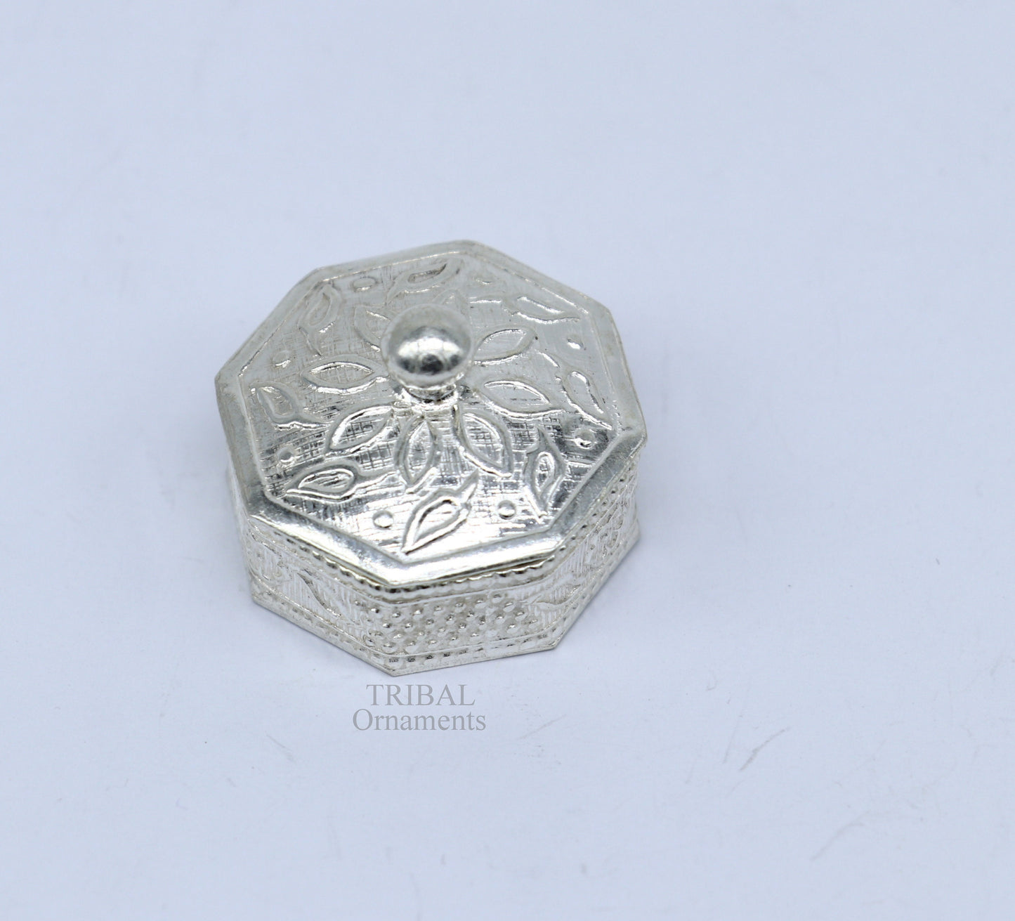 925 sterling silver trinket box, kajal box/casket box bridal polygon shape sindur box collection, container box, eyeliner box gifting stb358 - TRIBAL ORNAMENTS