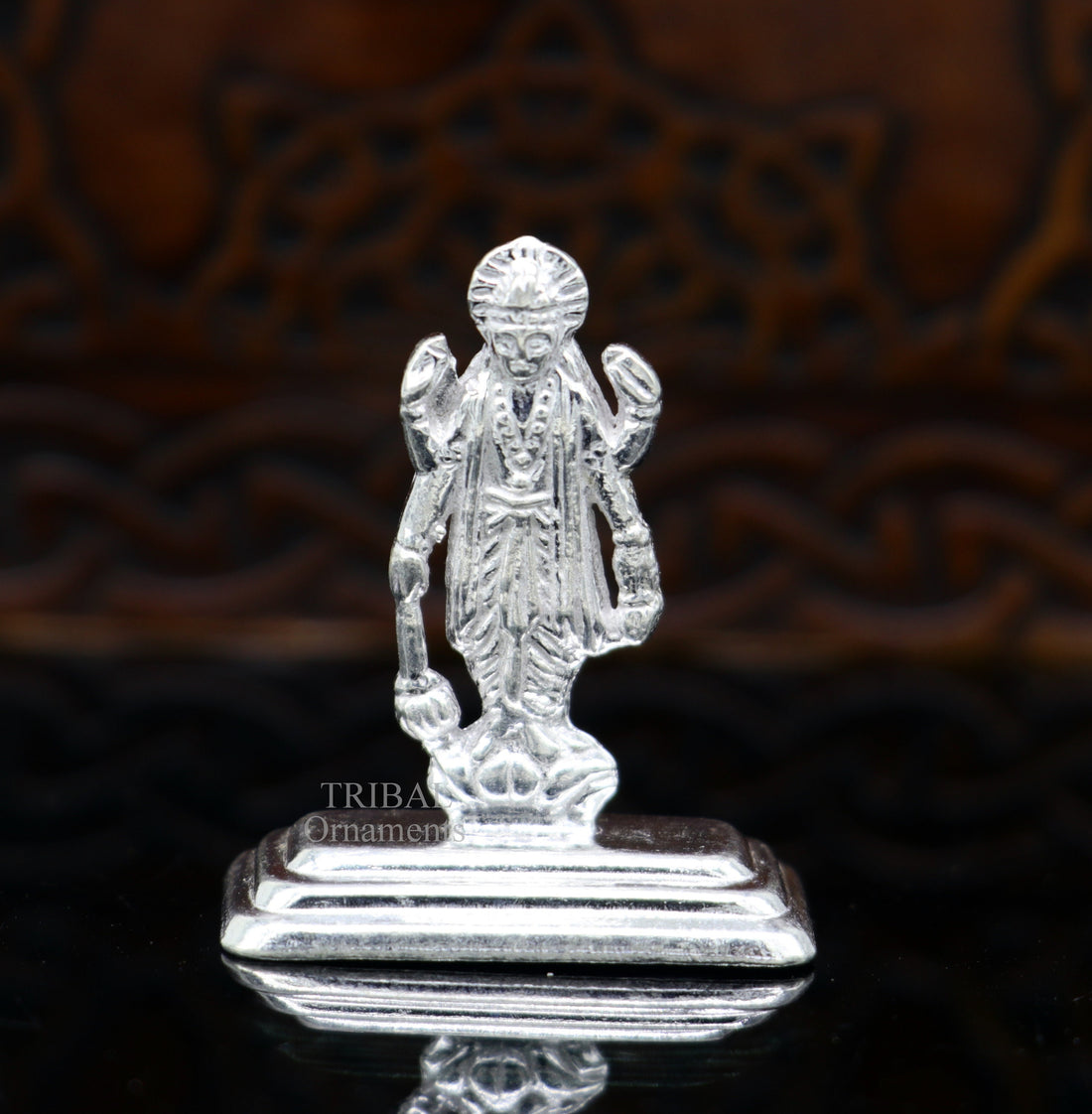 Divine sterling silver handmade Lord Vishnu Standing statue or Narayana figurine Murti , amazing Stunning puja worshipping  figurine art492 - TRIBAL ORNAMENTS