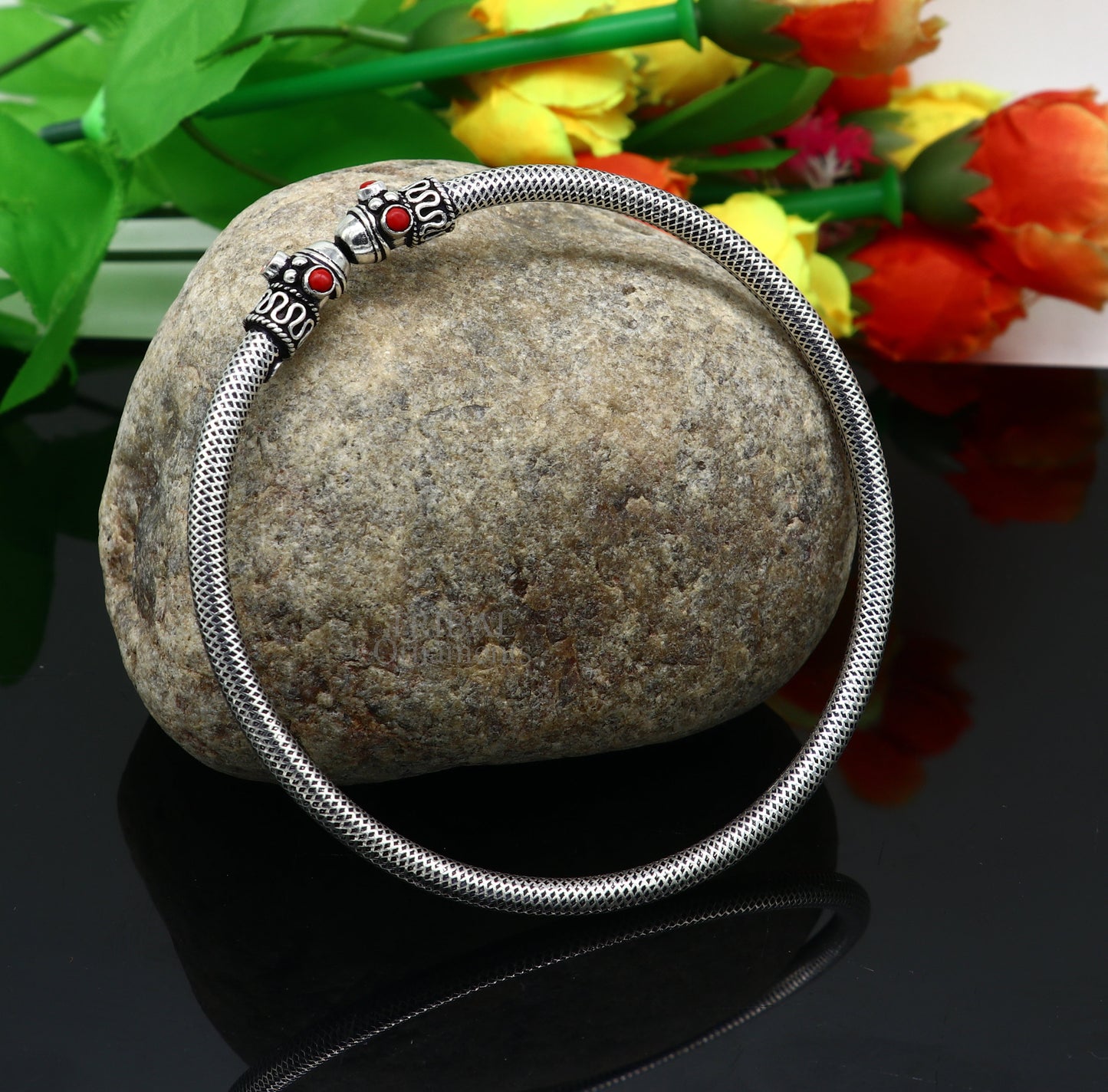 925 sterling silver handmade vintage design stunning foot bracelet ankle kada excellent coral stone belly dance ethnic jewelry Rnsfk44 - TRIBAL ORNAMENTS