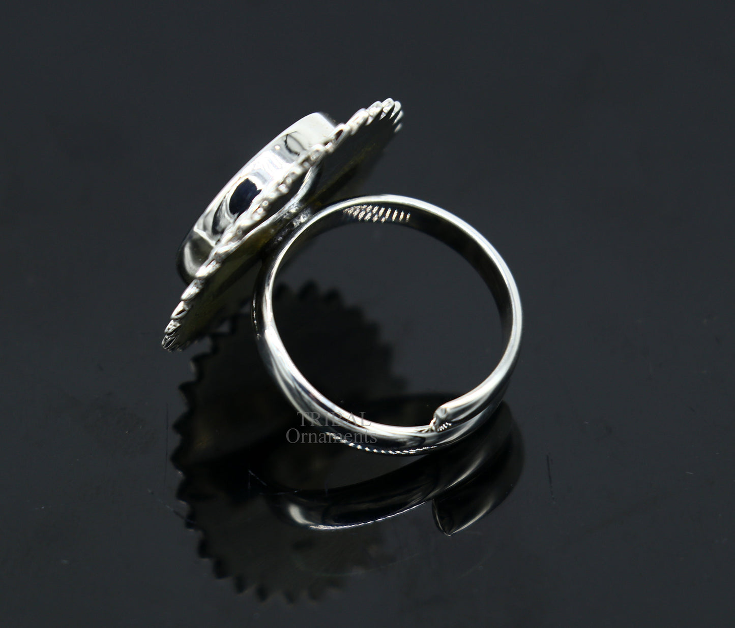 925 sterling silver adjustable ring band fabulous flower design miniature art painting ring Stylish ethnic party jewelry RRing509 - TRIBAL ORNAMENTS