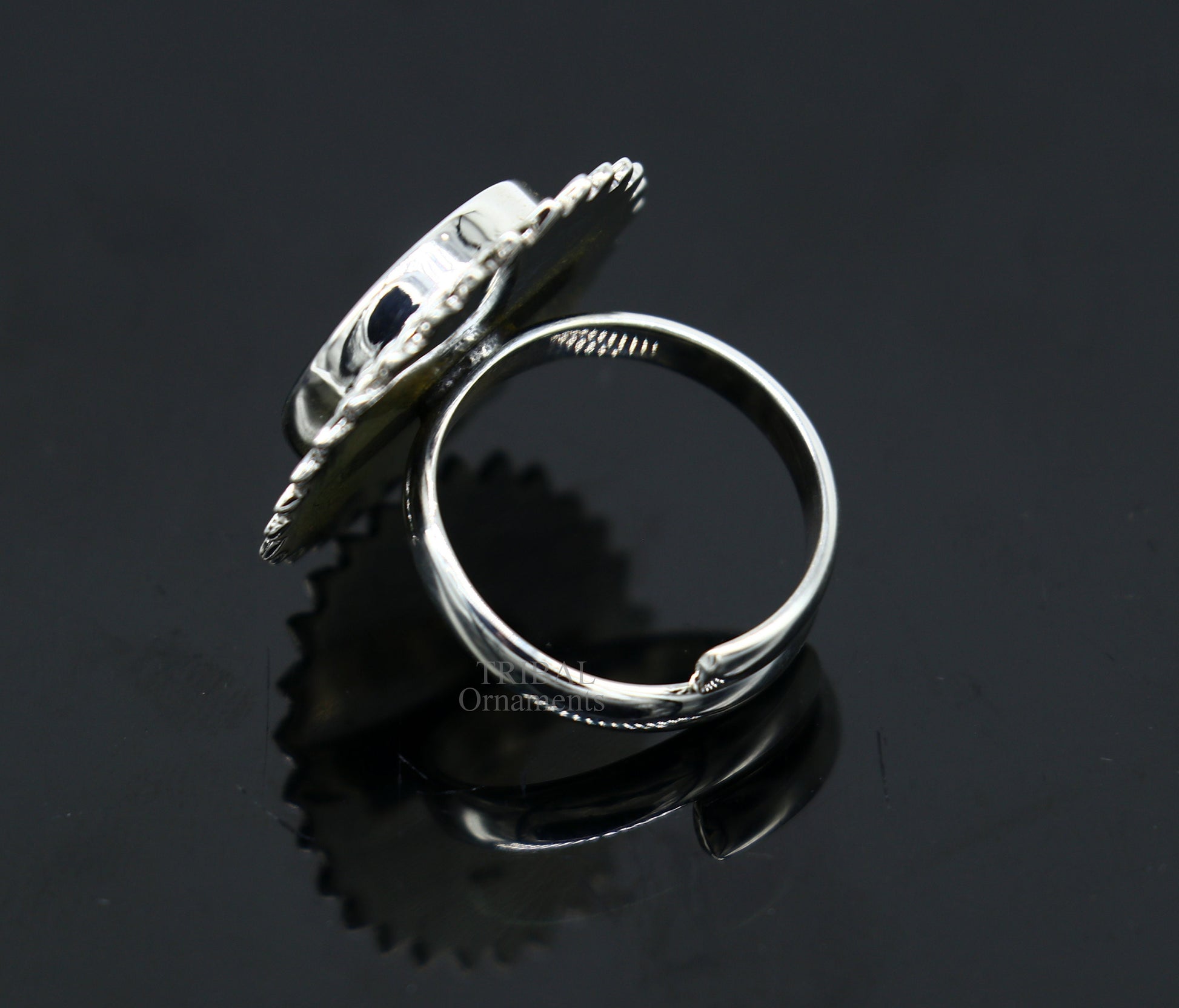 925 sterling silver adjustable ring band fabulous flower design miniature art painting ring Stylish ethnic party jewelry RRing509 - TRIBAL ORNAMENTS