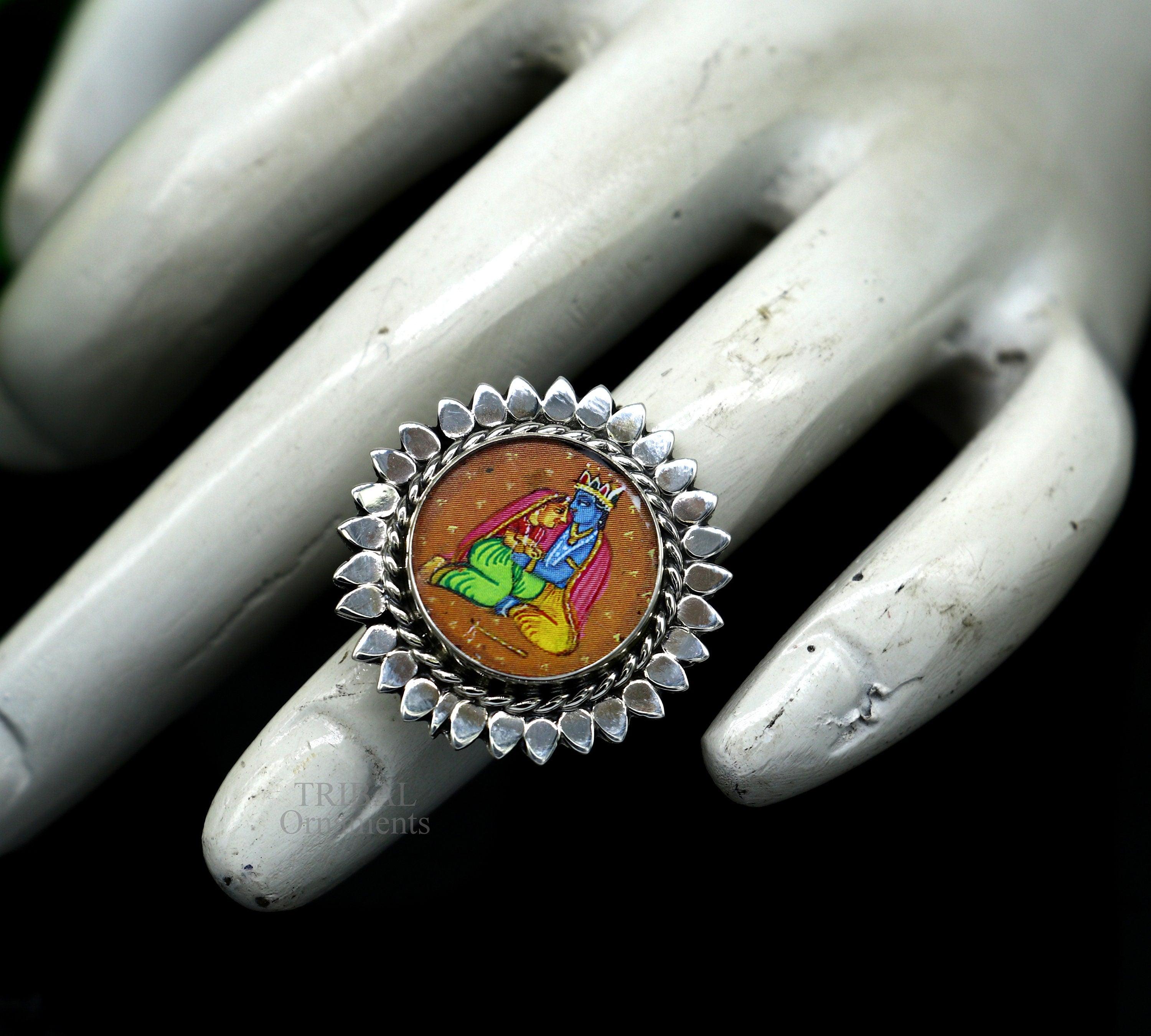 Indian Oxidized Radha Krishna Statement Ring Light Weight Silver Plated  rings | eBay