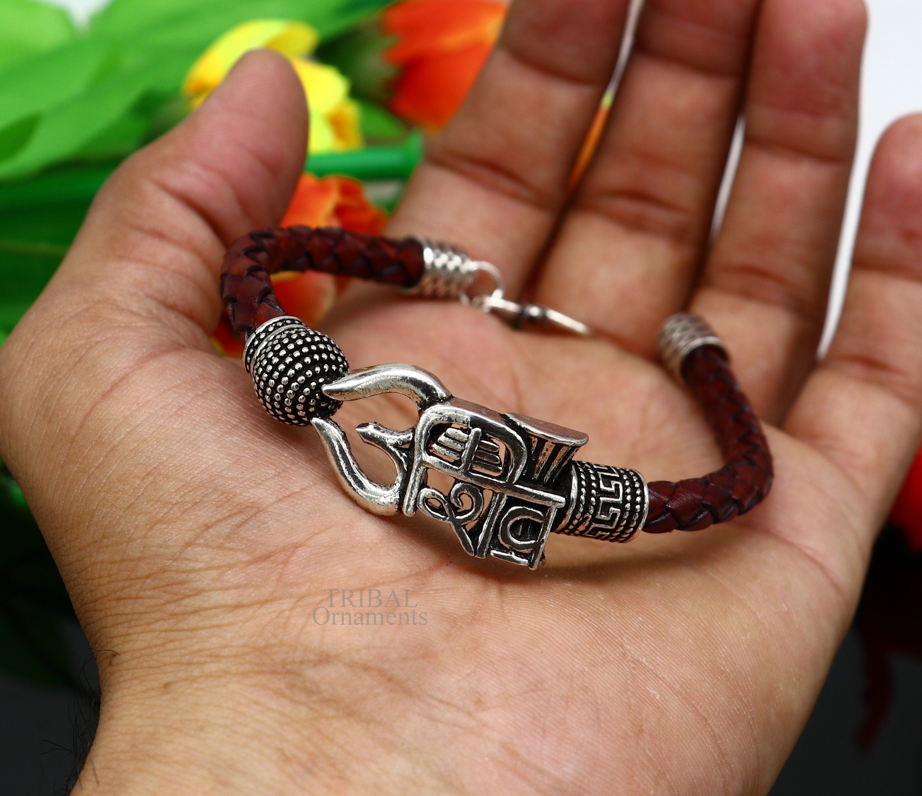 Lord Shiva Mahadev Trishul Shiv Shakti Oxidized Kada Bangle Bracelet for Men  and Women  Astro Crystal Mart