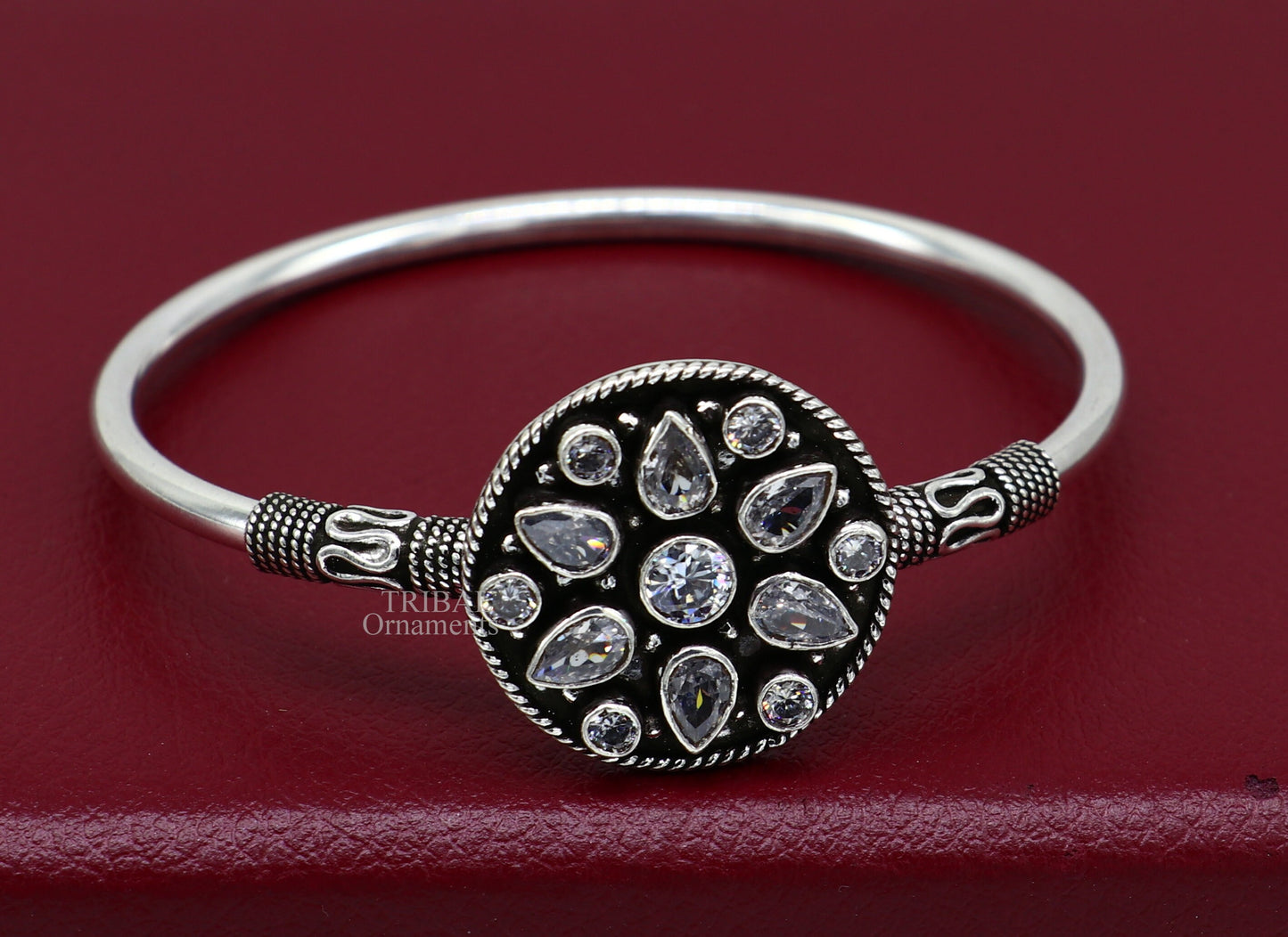 925 sterling silver fabulous cut stone handmade bangle bracelet cuff kada girl's gift customized personalized jewelry hnssk720 - TRIBAL ORNAMENTS