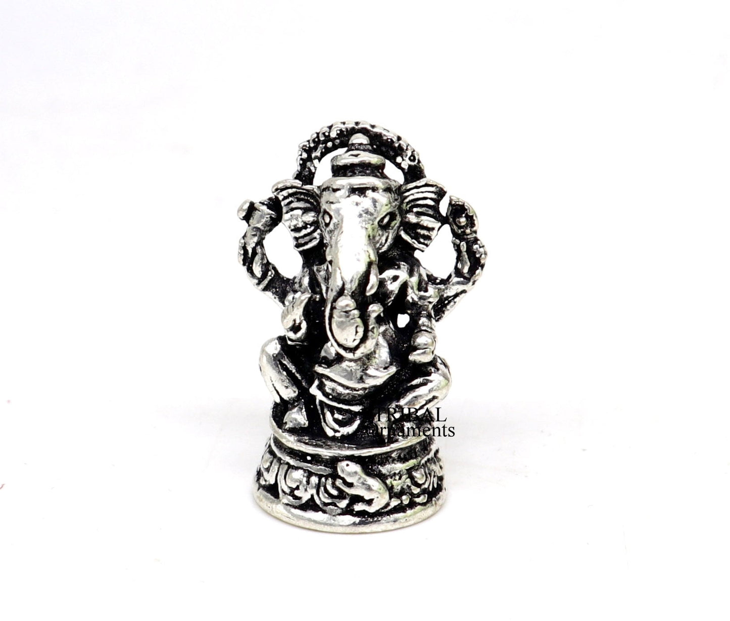 925 Sterling silver Lord Ganesh Idol small statue Figurine, handcrafted Lord Ganesh statue sculpture Diwali puja gift art503 - TRIBAL ORNAMENTS