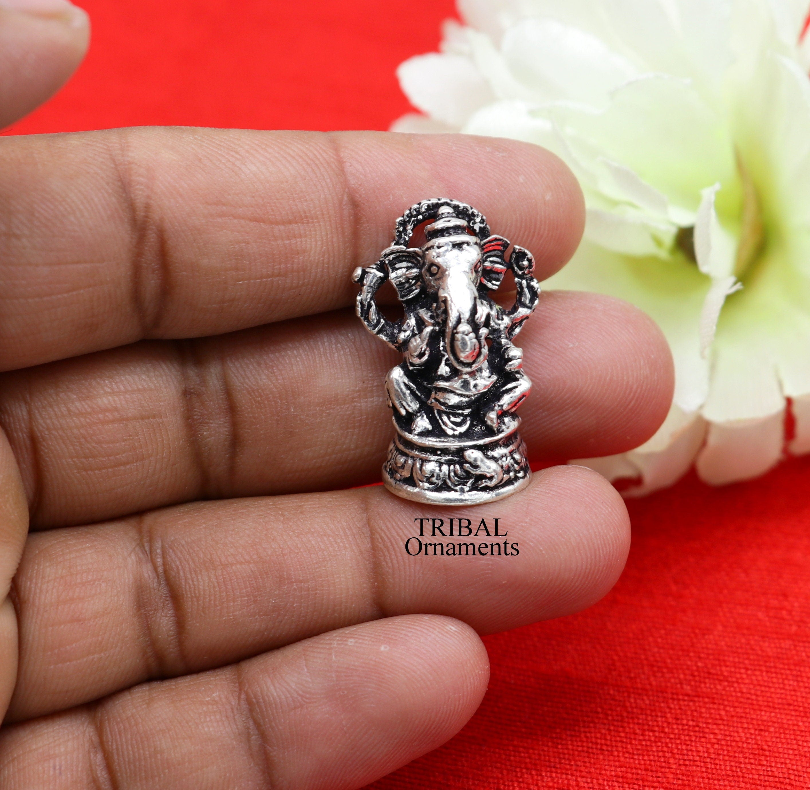 Handmade Terracotta Lord Ganesha Idol in Antique Gold,Silver Idol for  Gifting