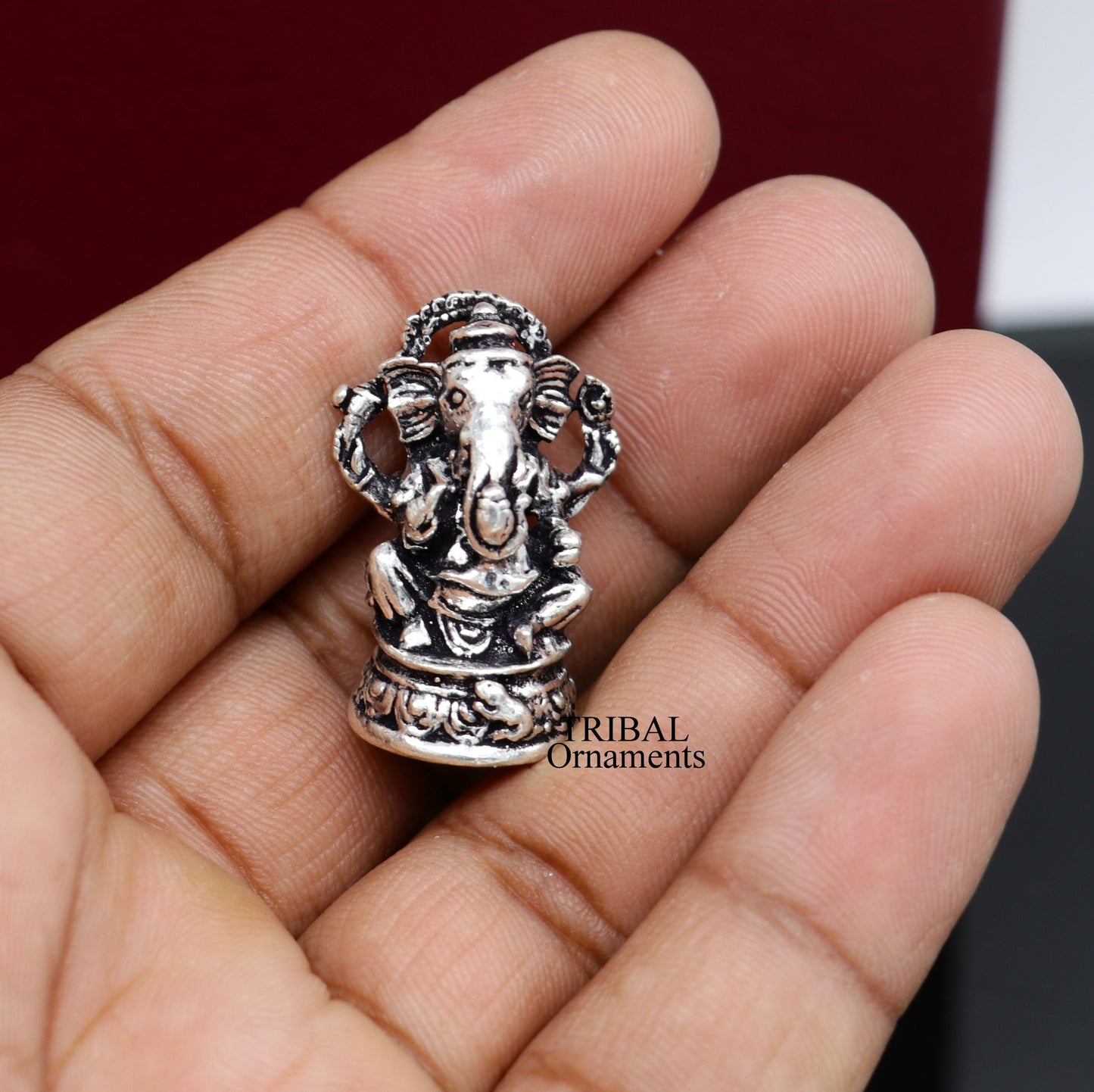 925 Sterling silver Lord Ganesh Idol small statue Figurine, handcrafted Lord Ganesh statue sculpture Diwali puja gift art503 - TRIBAL ORNAMENTS