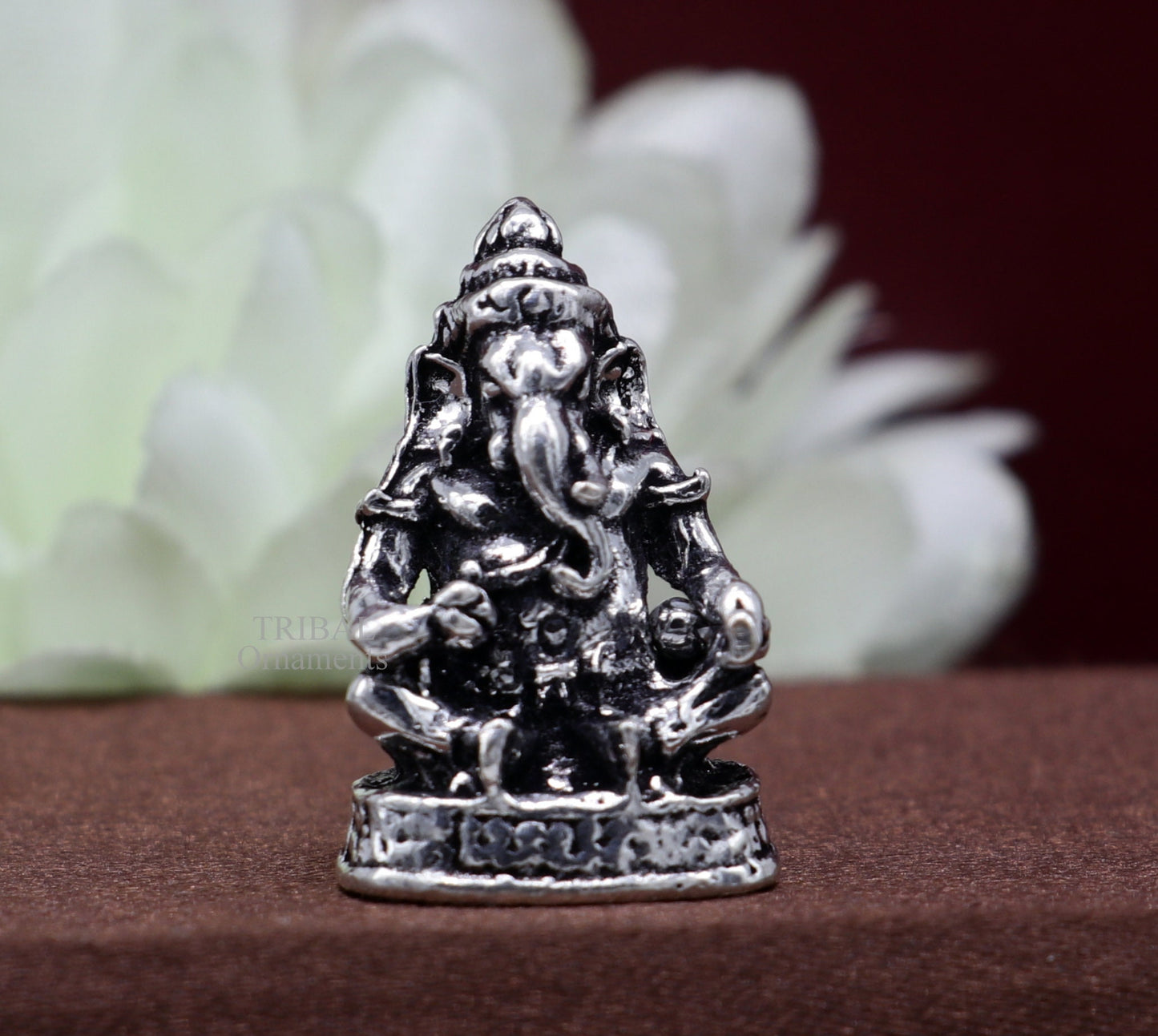 925 Sterling silver Lord Ganesh Idol small Aasan mudra style statue Figurine, handcrafted Lord Ganesh statue sculpture puja article art506 - TRIBAL ORNAMENTS