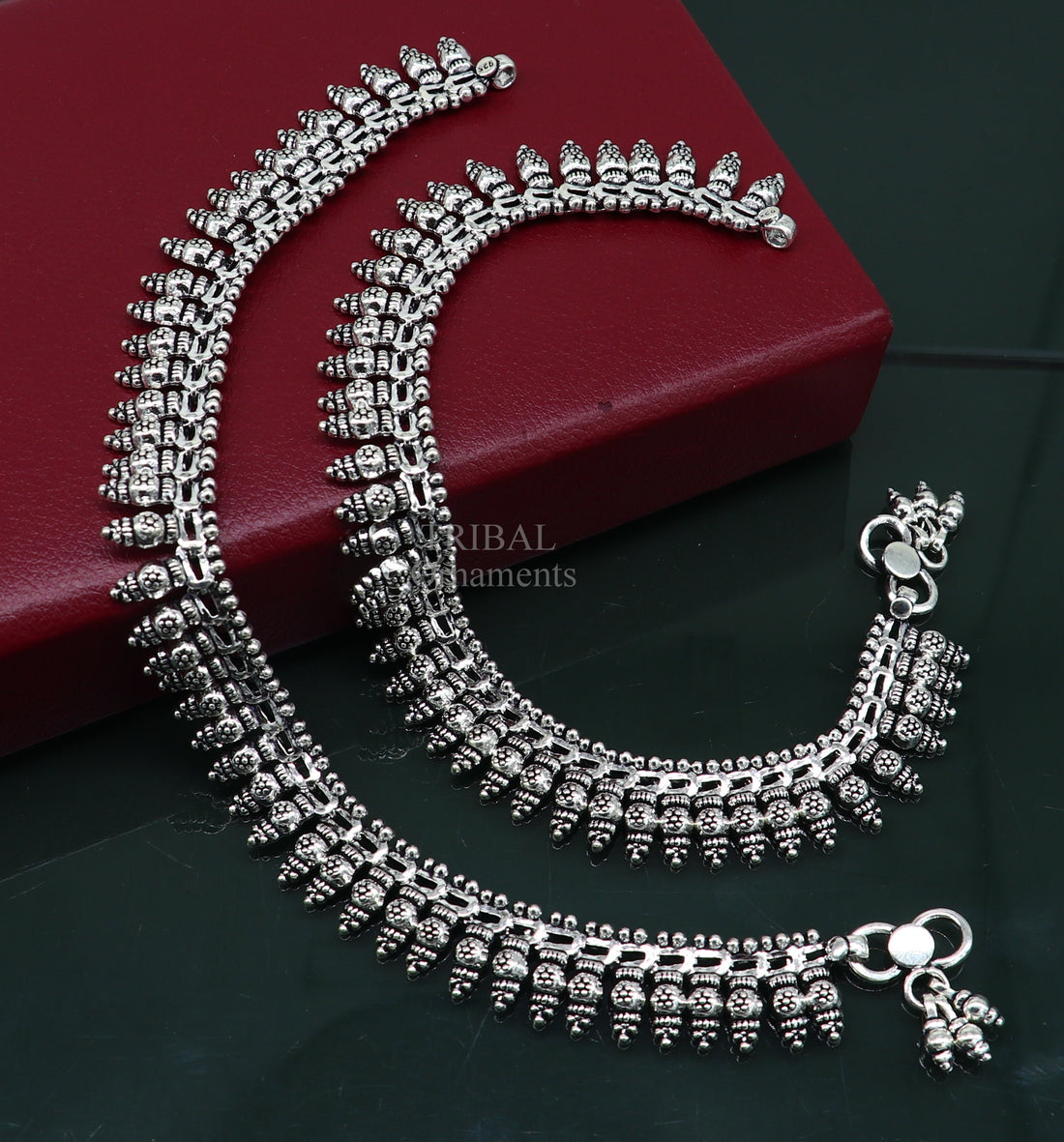 Handcrafted 925 silver anklet feet bracelet gorgeous antique design tribal wedding stylish anklets belly dance jewelry HNank436 - TRIBAL ORNAMENTS