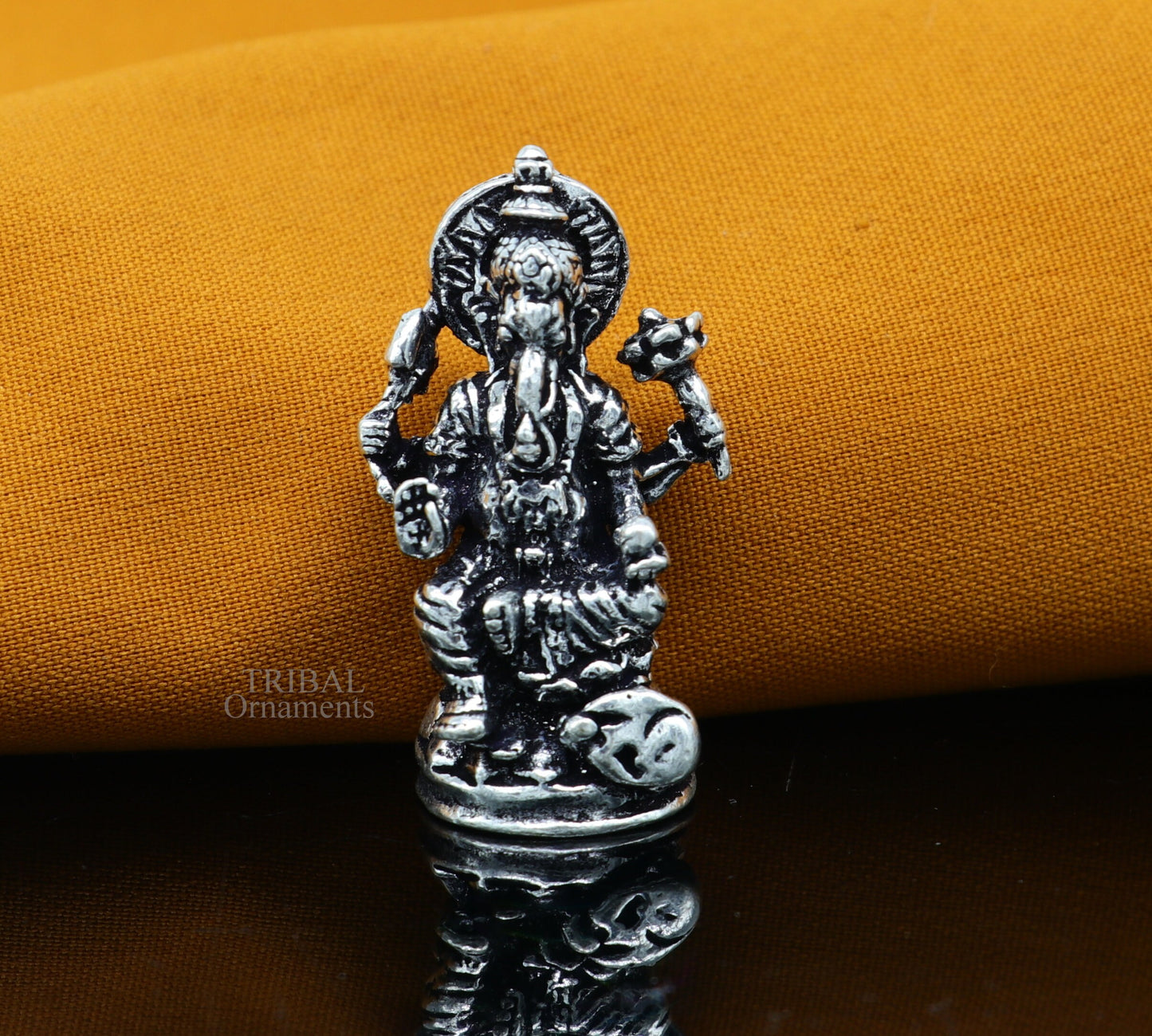 Divine 925 Sterling silver solid SMALL Ganesha statue art, best puja figurine for home temple or your car, art512 - TRIBAL ORNAMENTS