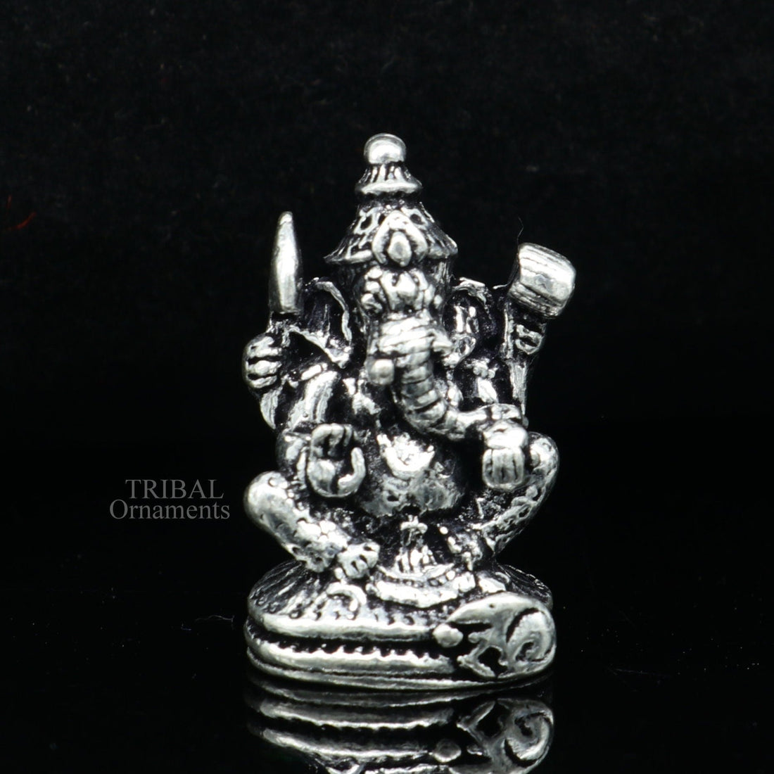 925 Sterling silver solid small lord Ganesha divine statue art, best puja figurine for home temple for wealth and prosperity art516 - TRIBAL ORNAMENTS