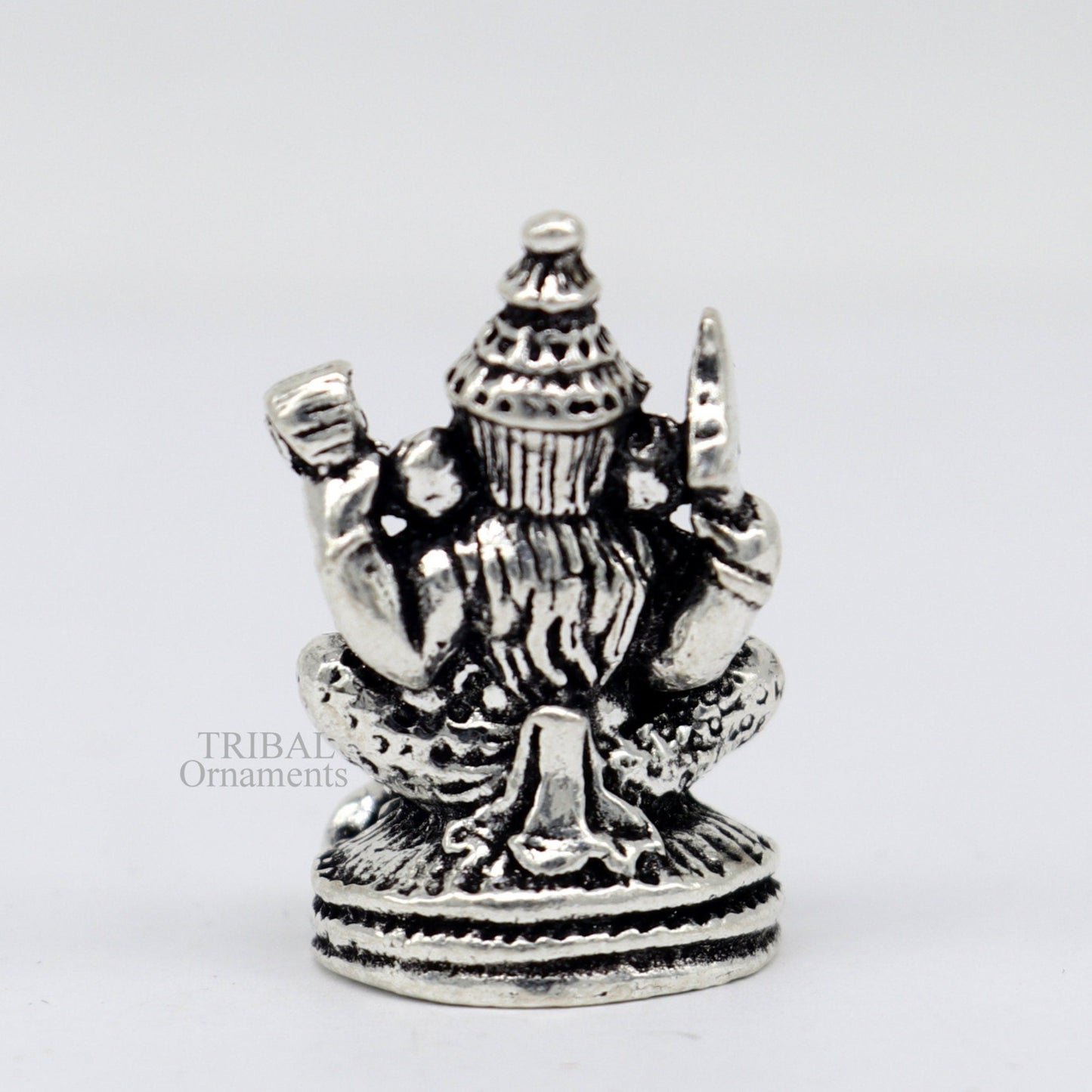 925 Sterling silver solid small lord Ganesha divine statue art, best puja figurine for home temple for wealth and prosperity art516 - TRIBAL ORNAMENTS