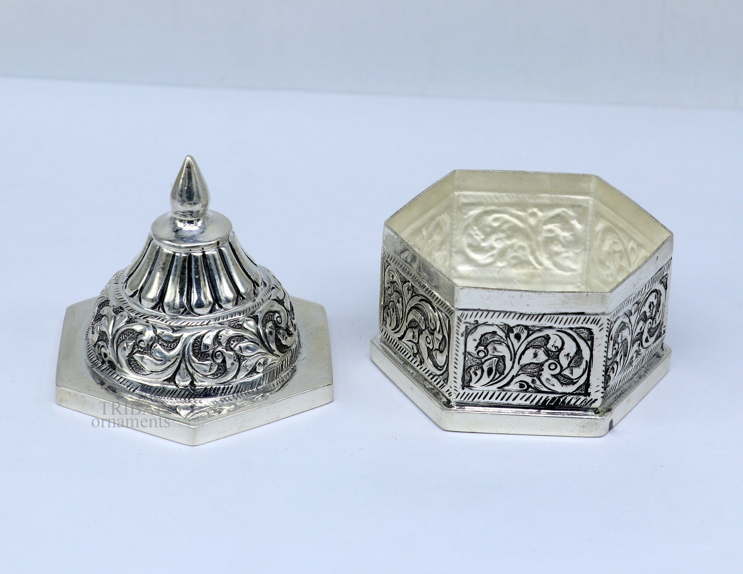 Vintage design 925 sterling silver handmade trinket box, eye kajal box, container box, kumkum box, sindur box, best brides gift stb473 - TRIBAL ORNAMENTS