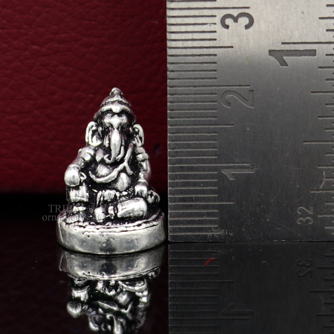 925 Sterling silver solid small Divine lord Ganesha statue art, best puja figurine for home temple for wealth and prosperity art518 - TRIBAL ORNAMENTS