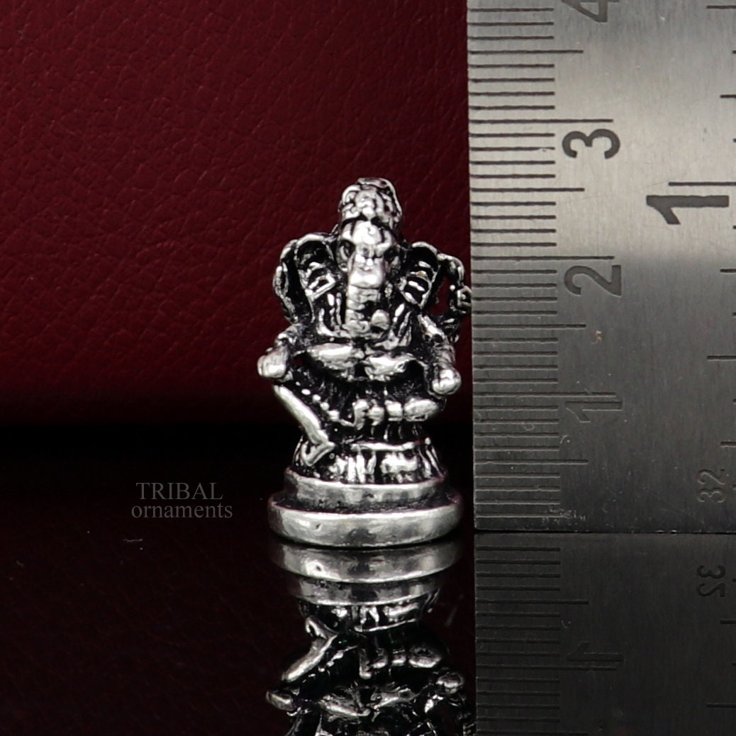 925 Sterling silver Divine lord idol Ganesha statue art, best puja figurine for home temple for wealth and prosperity gift art art520 - TRIBAL ORNAMENTS