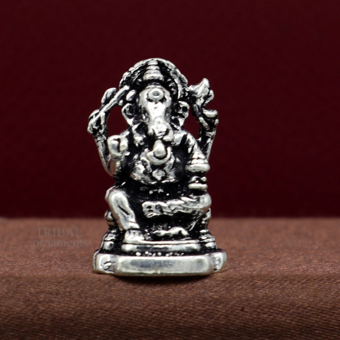 925 Sterling silver Divine lord idol Ganesha statue art, best puja figurine for home temple for wealth and prosperity gift art art521 - TRIBAL ORNAMENTS