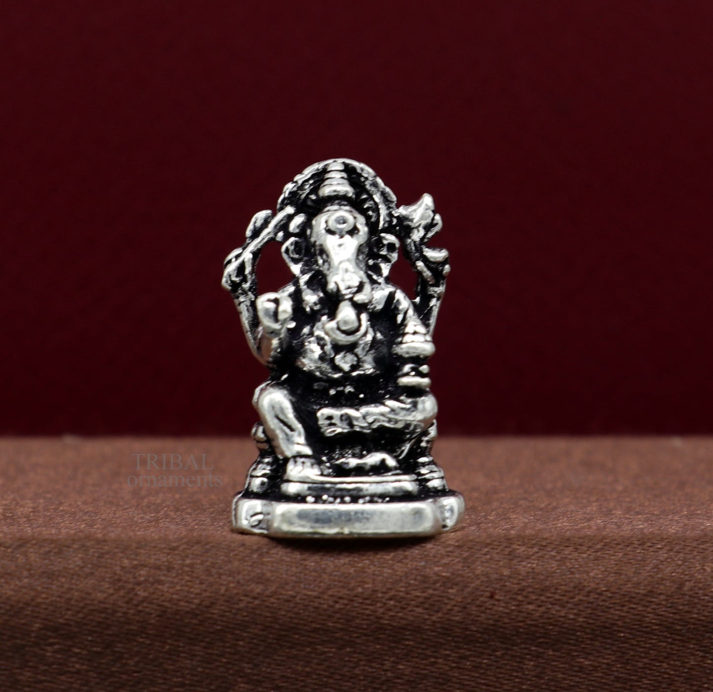 925 Sterling silver Divine lord idol Ganesha statue art, best puja figurine for home temple for wealth and prosperity gift art art521 - TRIBAL ORNAMENTS