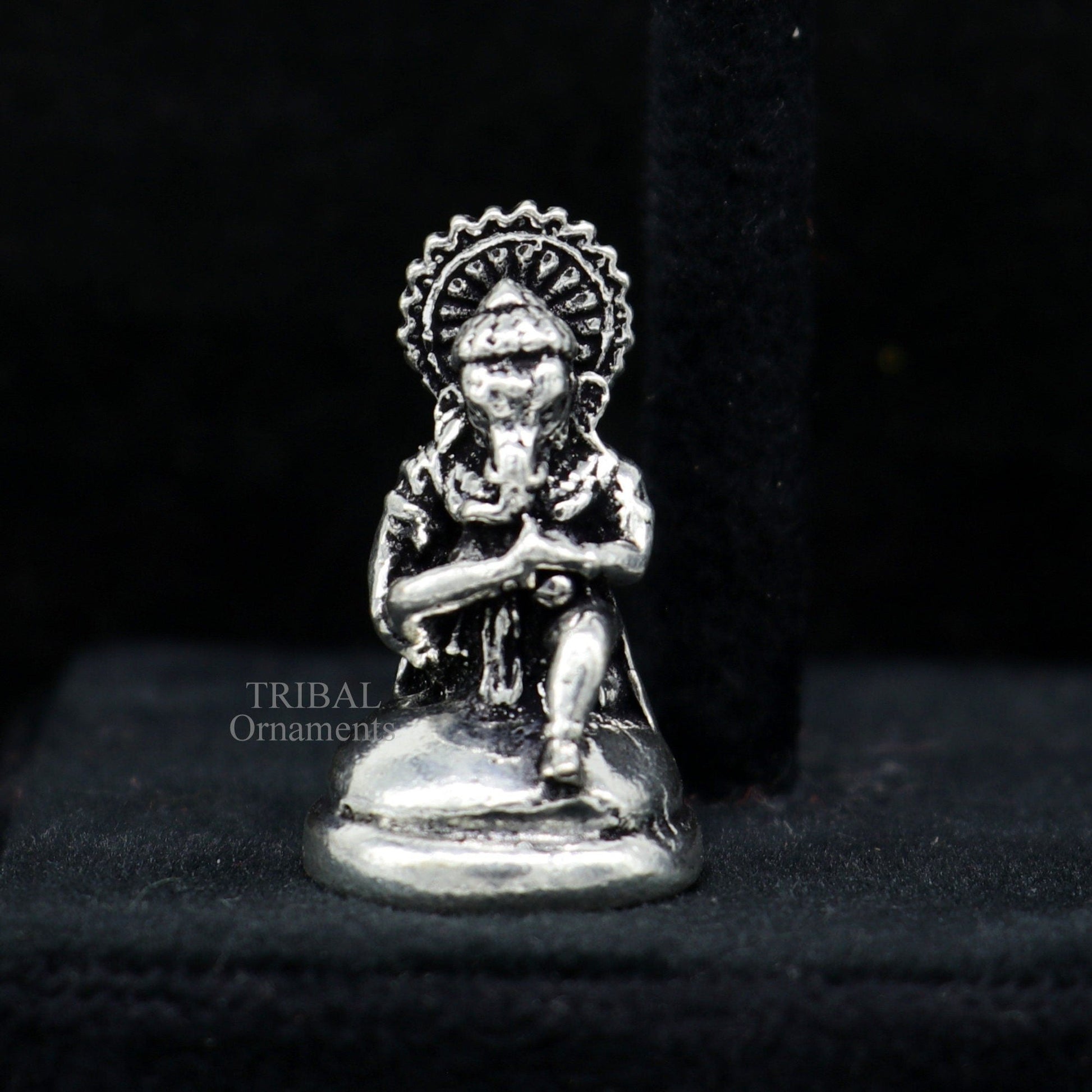 925 Sterling silver Divine lord idol Ganesha statue art, best puja figurine for home temple for wealth and prosperity gift art art523 - TRIBAL ORNAMENTS