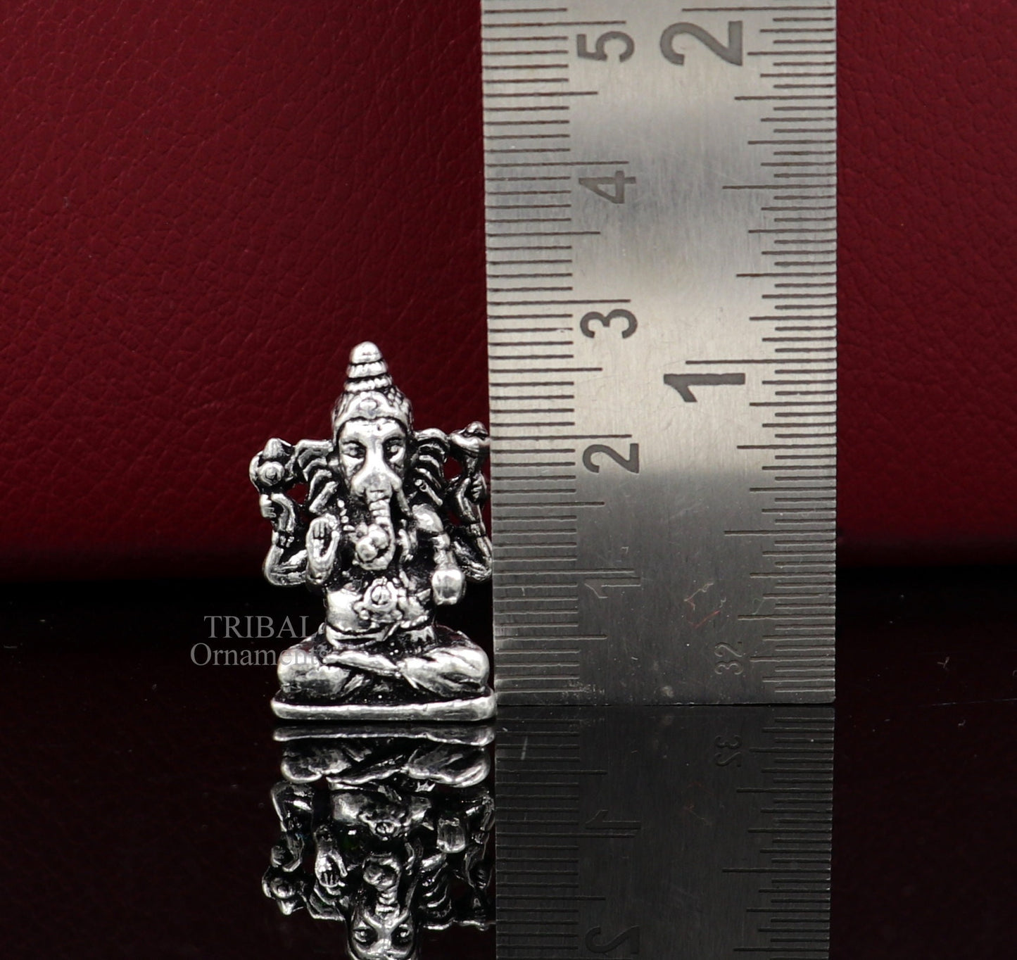 925 Sterling silver Divine lord Ganesha statue art, best puja figurine for home temple for wealth and prosperity gift art art524 - TRIBAL ORNAMENTS