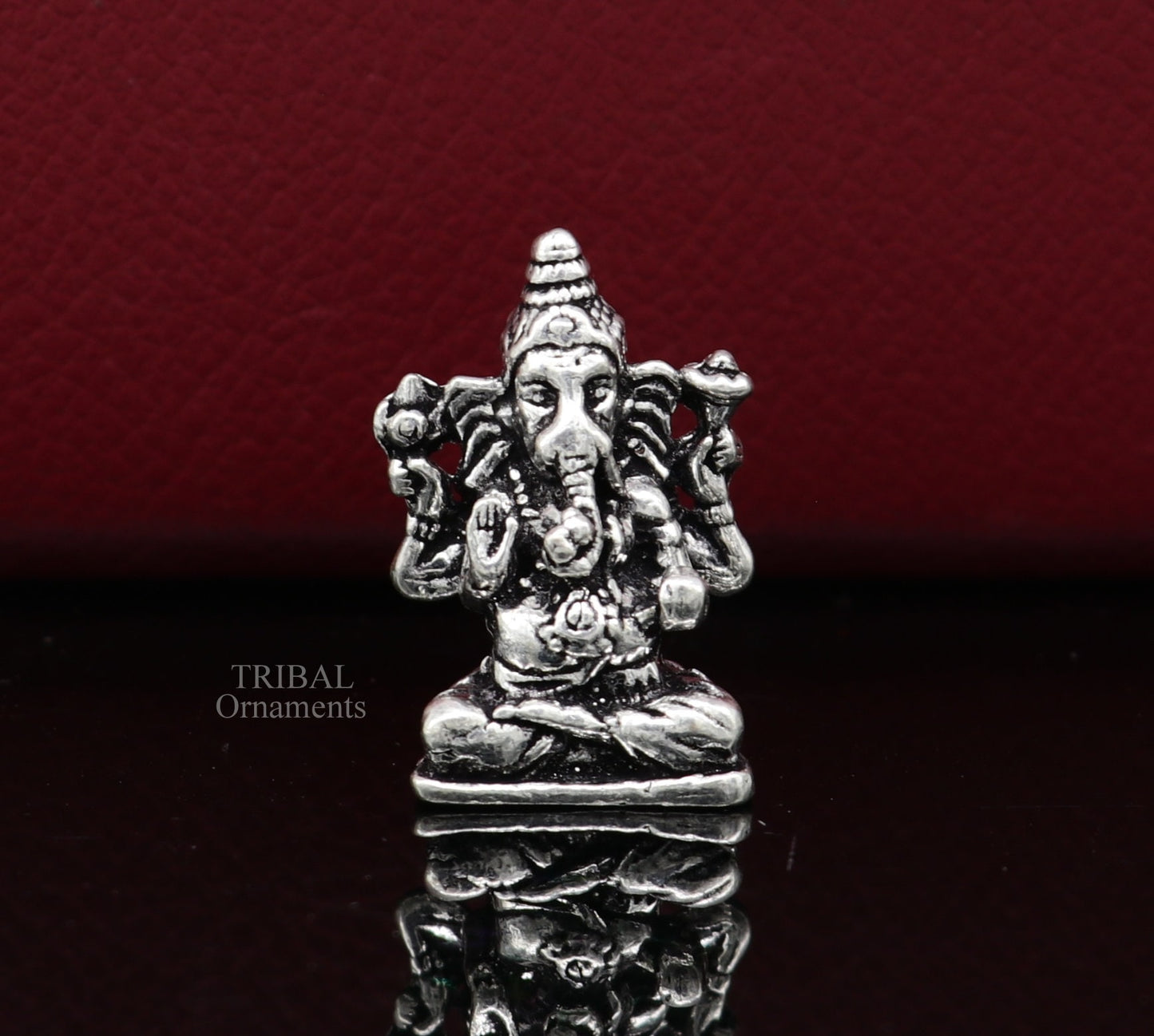 925 Sterling silver Divine lord Ganesha statue art, best puja figurine for home temple for wealth and prosperity gift art art524 - TRIBAL ORNAMENTS