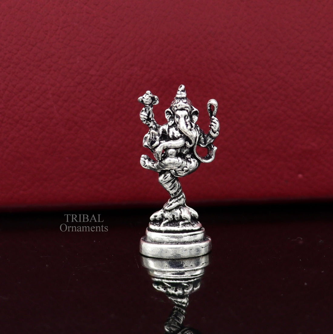 925 Sterling silver Divine lord Ganesha dancing statue art, best puja figurine for home temple for wealth and prosperity gift art art525 - TRIBAL ORNAMENTS