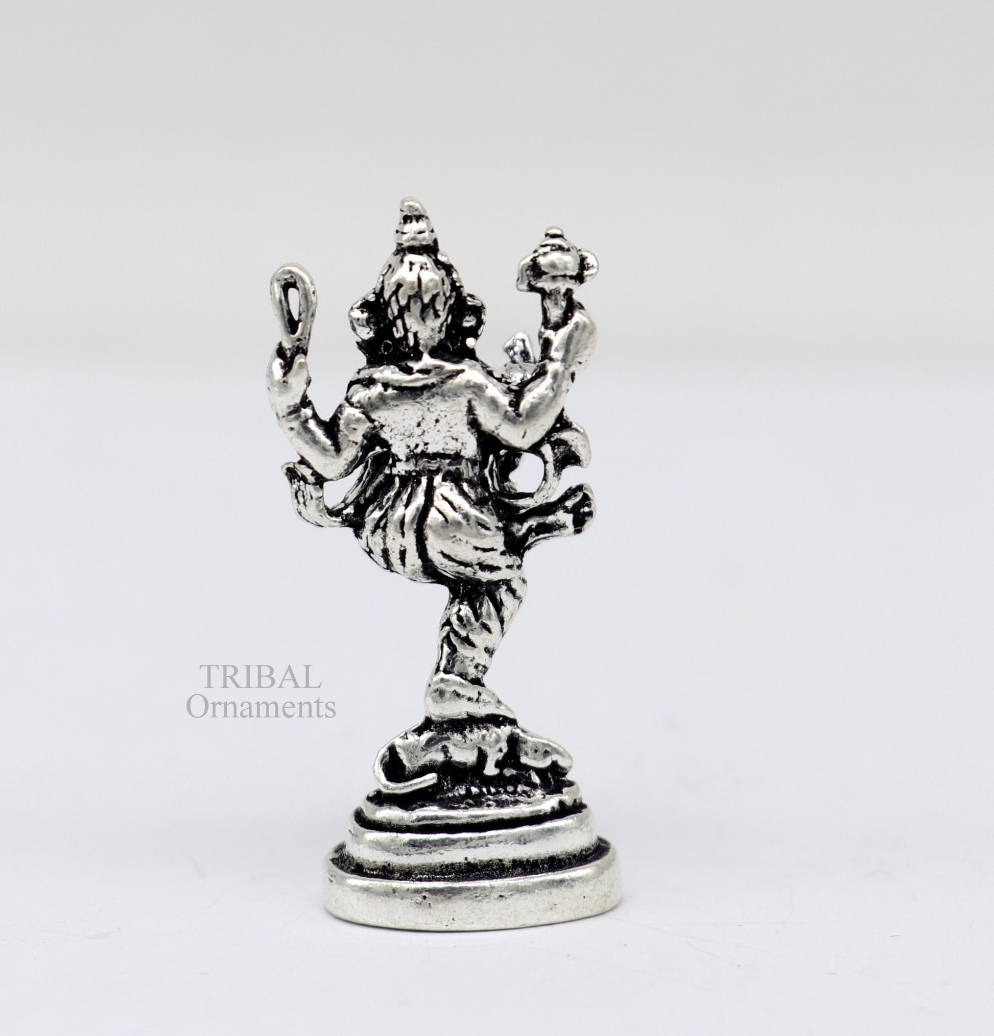 925 Sterling silver Divine lord Ganesha dancing statue art, best puja figurine for home temple for wealth and prosperity gift art art525 - TRIBAL ORNAMENTS