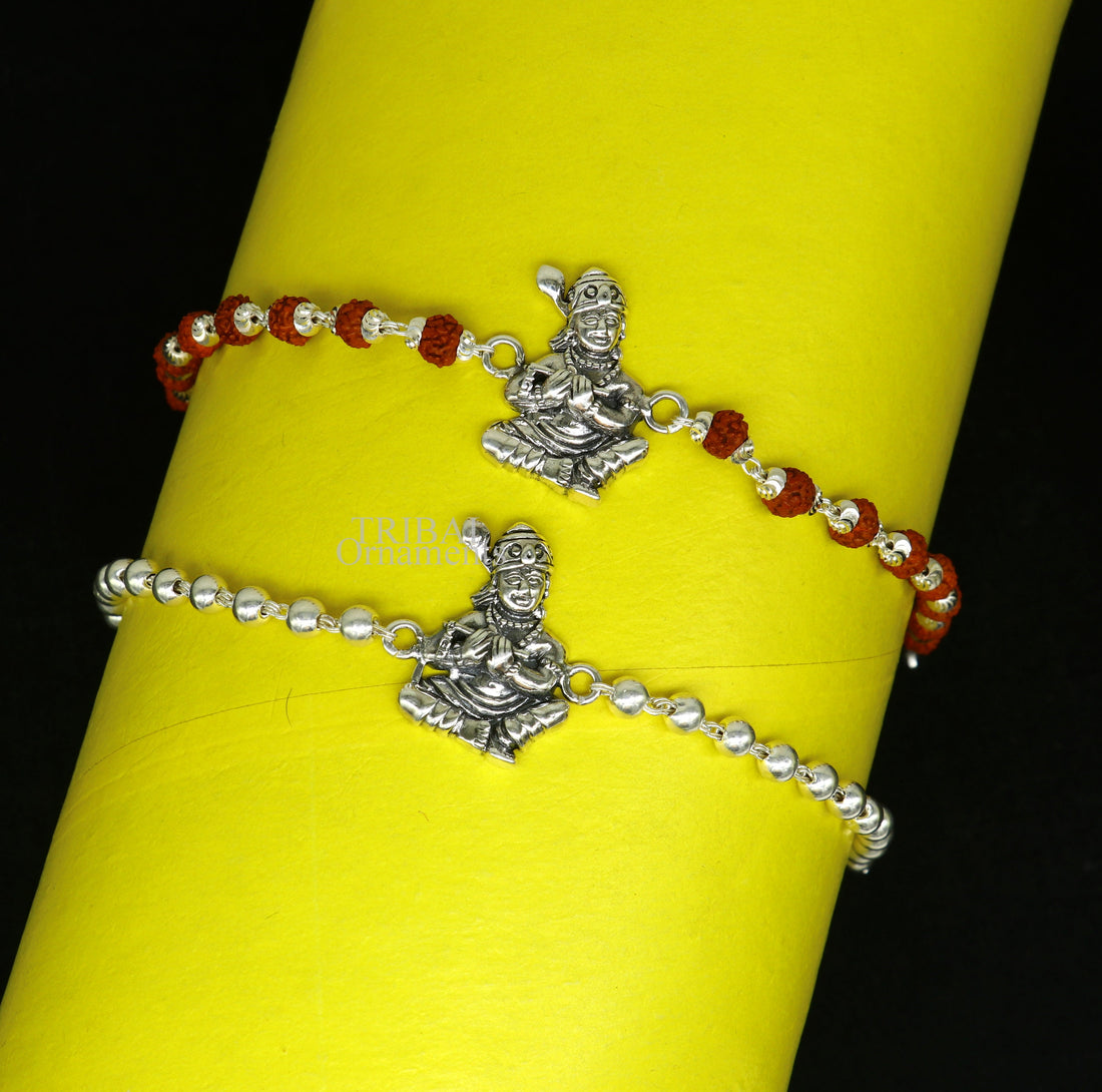 925 Sterling silver divine lord Krishna Rakhi or bracelet best gift for your brother's for special personalized gifing rk193 - TRIBAL ORNAMENTS