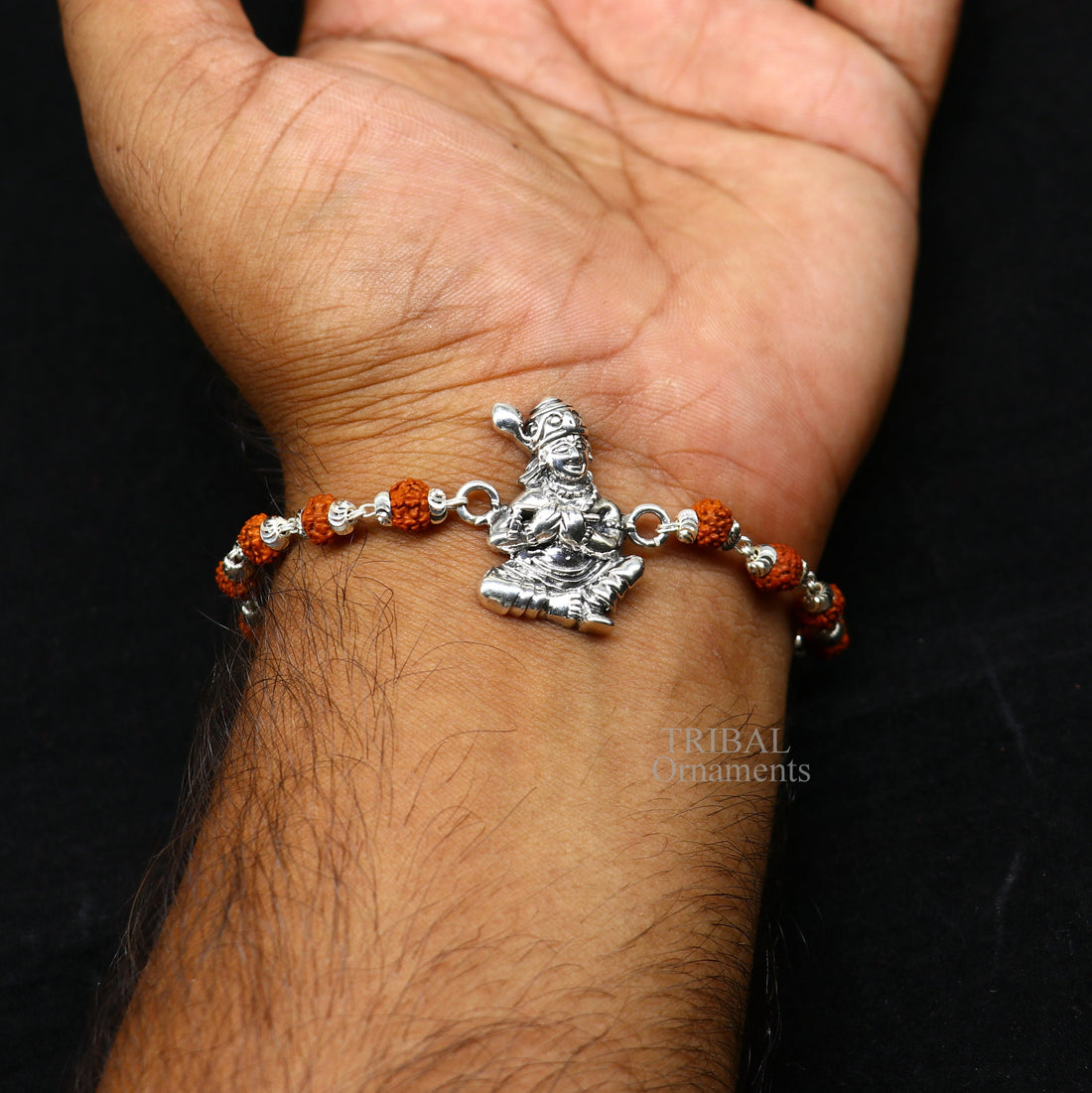 925 Sterling silver divine lord Krishna Rakhi or bracelet best gift for your brother's for special personalized gifing rk193 - TRIBAL ORNAMENTS