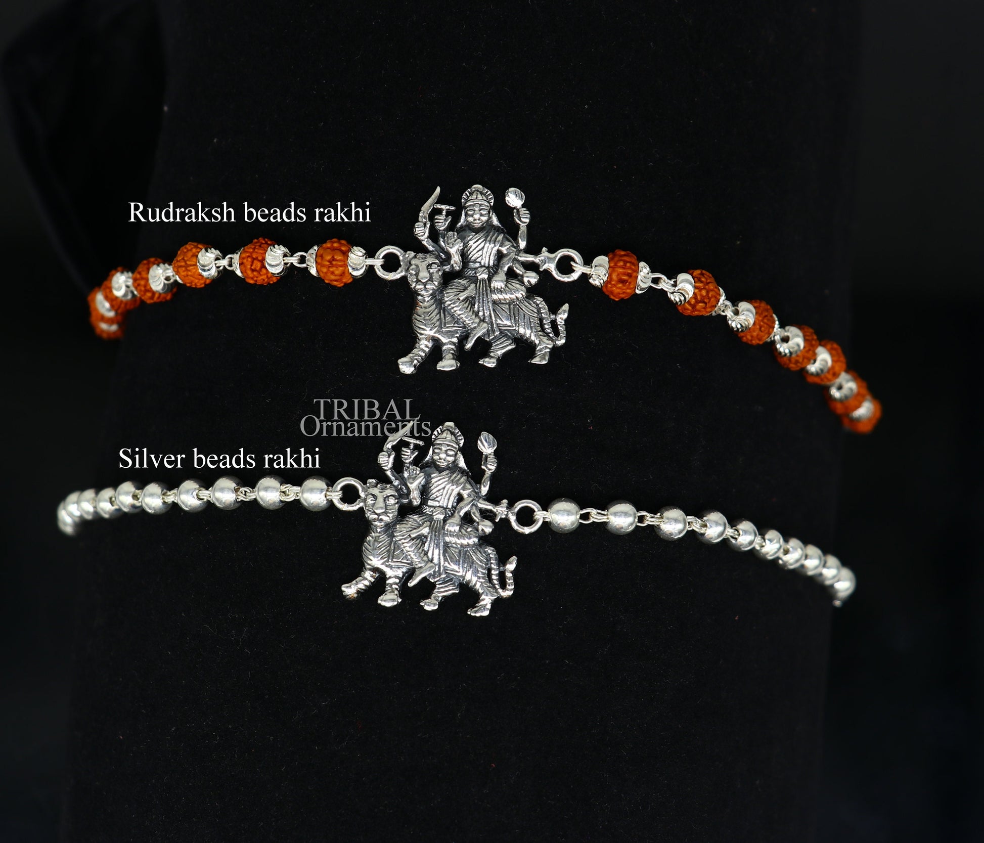 925 Sterling silver divine Durga,bhawani,amba mataji Rakhi or bracelet best gift for your brother's for special gifing rk195 - TRIBAL ORNAMENTS