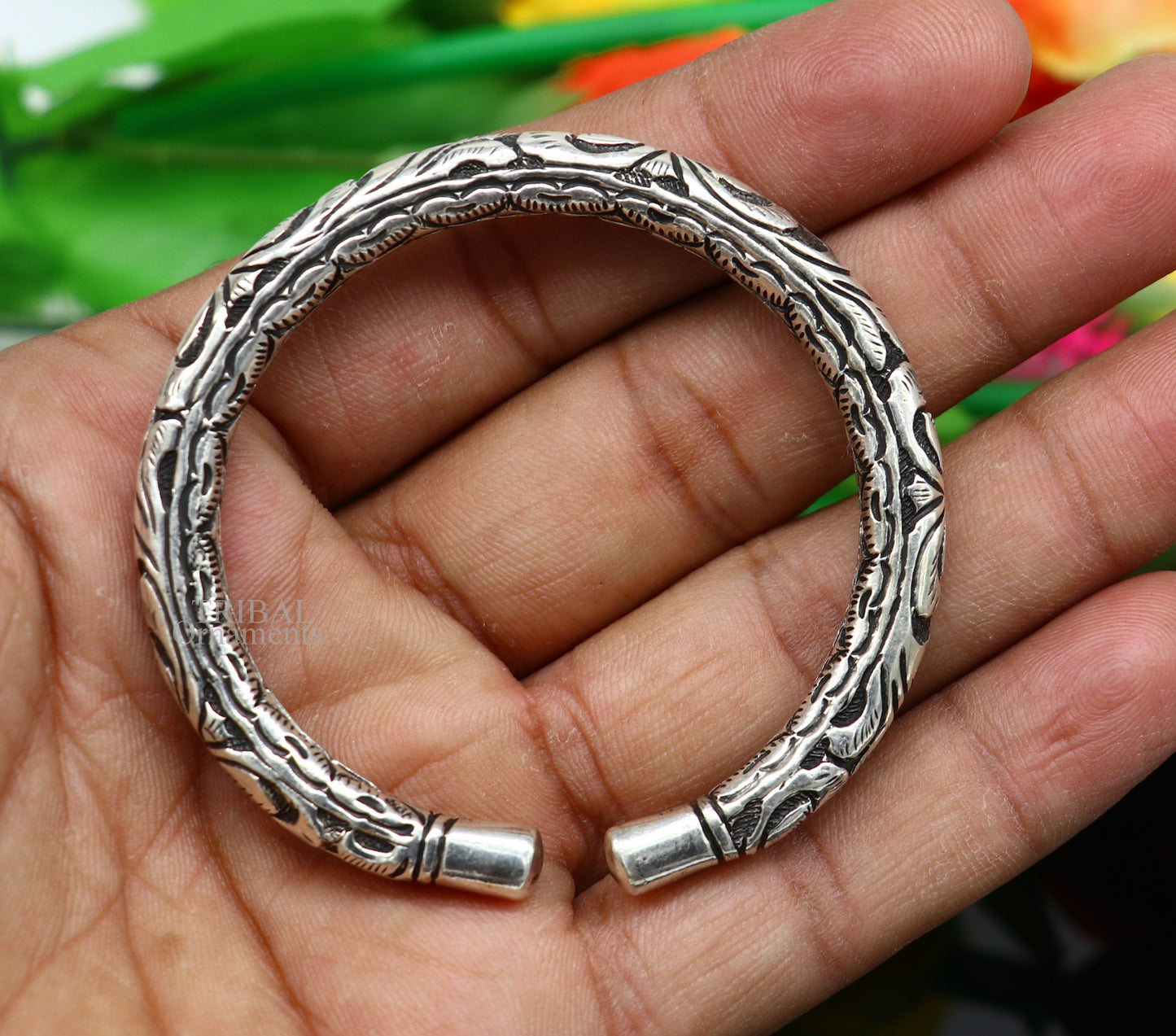 925 Sterling silver handmade fabulous chitai work customized design girl's teenager bangle bracelet kada unisex personalized jewelry nssk767 - TRIBAL ORNAMENTS