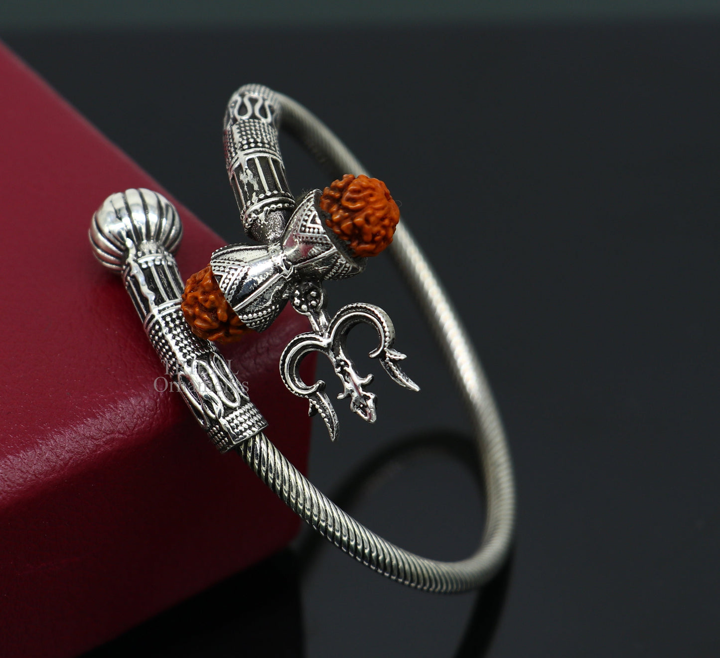 925 sterling silver handmade Shiva Trishul bangle bracelet Rudraksha kada, excellent Bahubali trident kada bracelet gift  for girl's nsk748 - TRIBAL ORNAMENTS