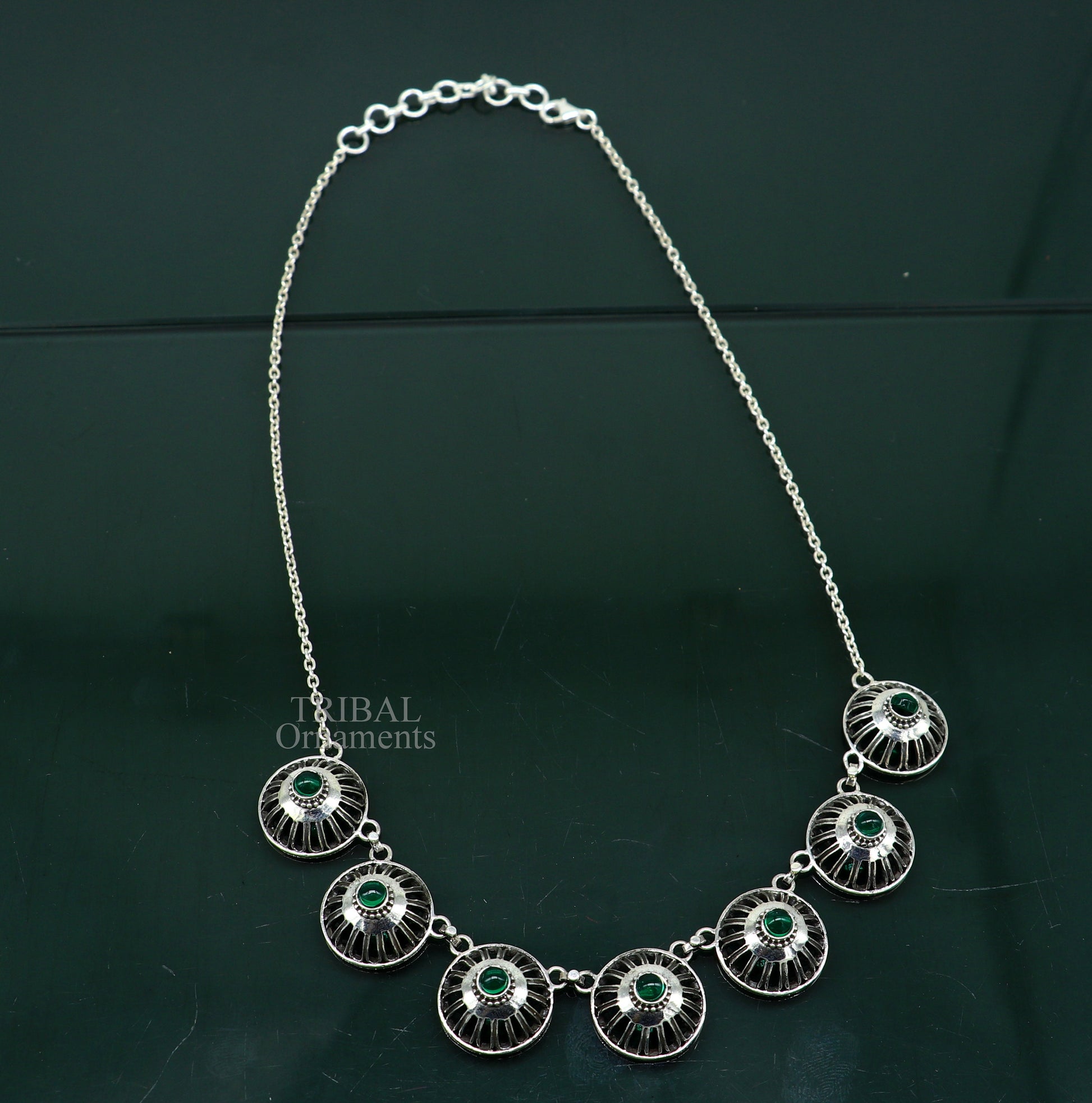 925 sterling silver handmade Rajasthani traditional stylish fit neck luxury necklace choker, best belly dance Guttapusalu necklace set335 - TRIBAL ORNAMENTS