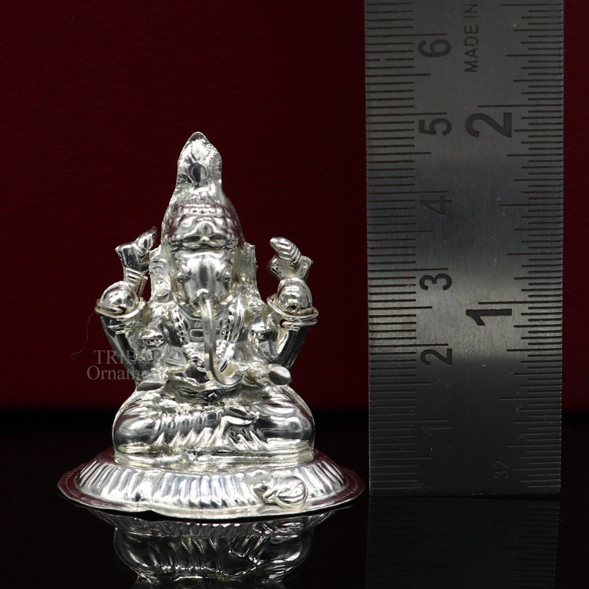 Lord Ganesha divine statue, fabulous Sterling silver ganesha statue figurine for home temple diwali puja article utensils art493 - TRIBAL ORNAMENTS