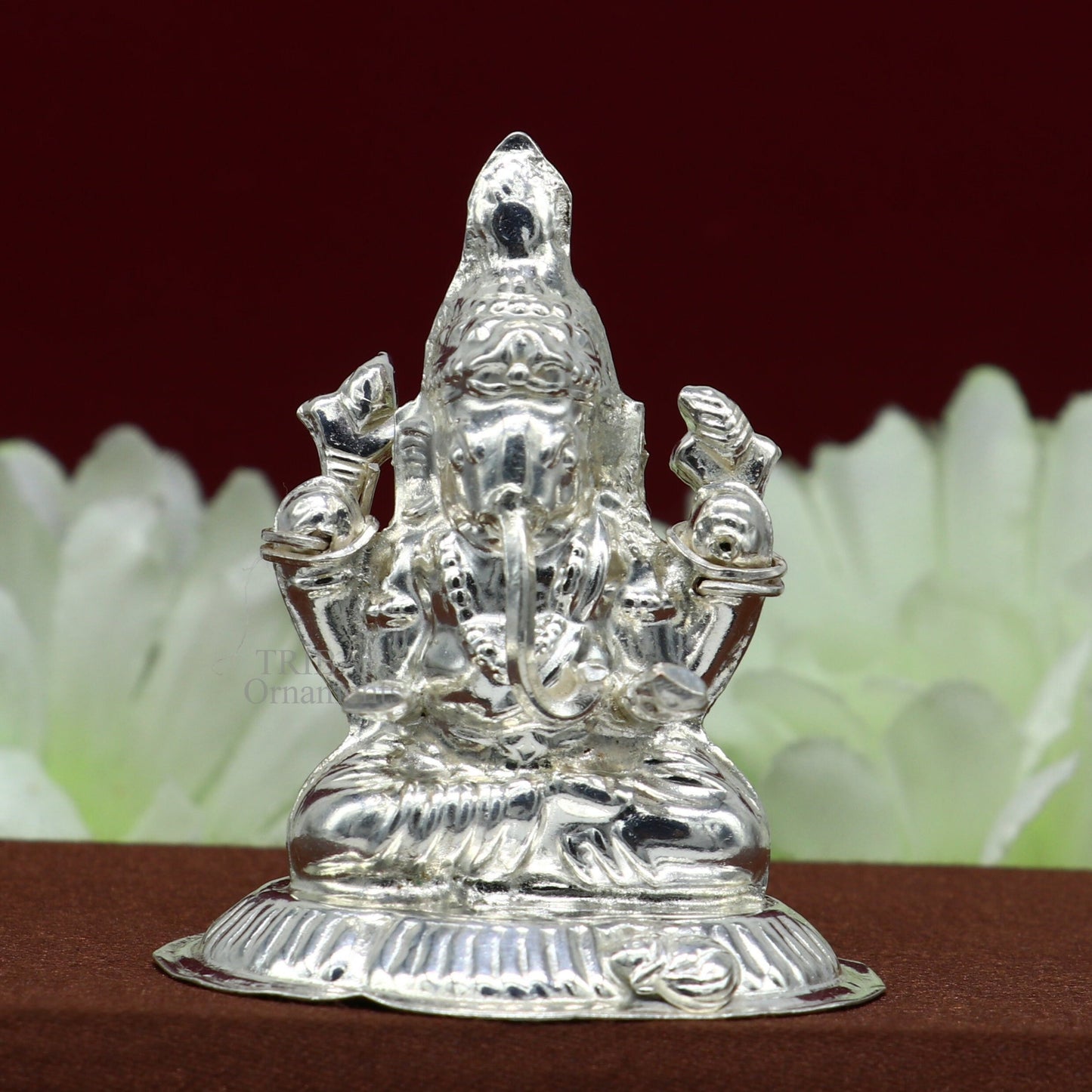 Lord Ganesha divine statue, fabulous Sterling silver ganesha statue figurine for home temple diwali puja article utensils art493 - TRIBAL ORNAMENTS